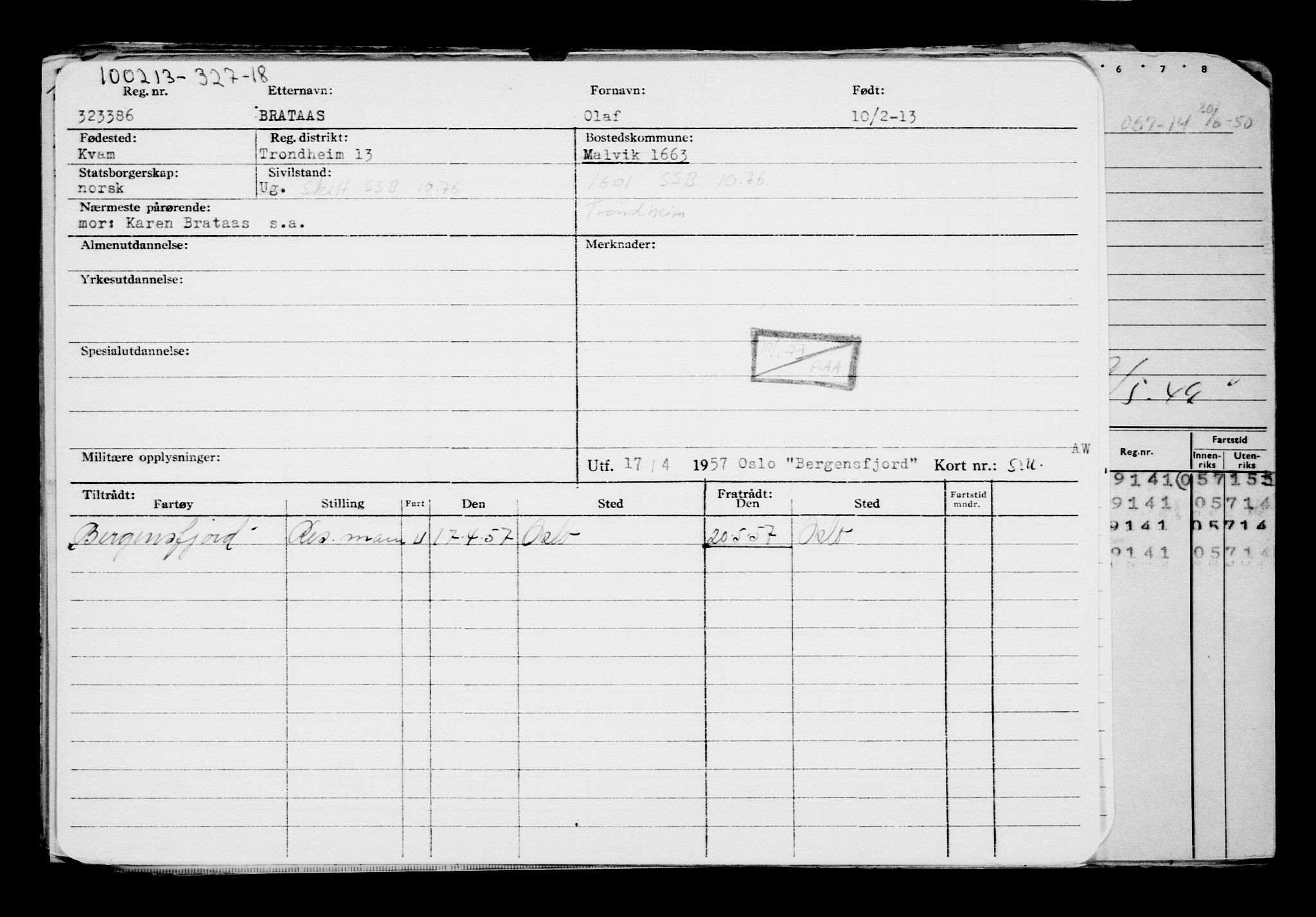 Direktoratet for sjømenn, AV/RA-S-3545/G/Gb/L0110: Hovedkort, 1913, p. 453