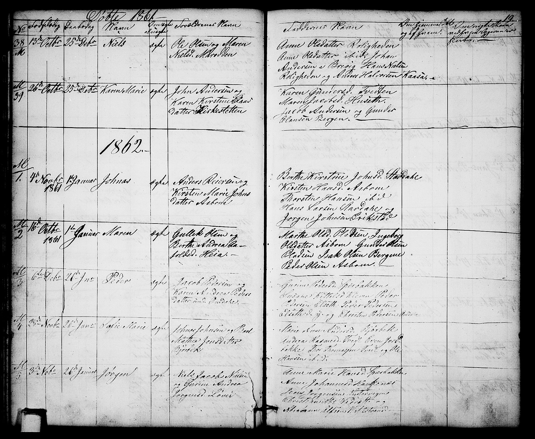 Solum kirkebøker, SAKO/A-306/G/Gb/L0002: Parish register (copy) no. II 2, 1859-1879, p. 19