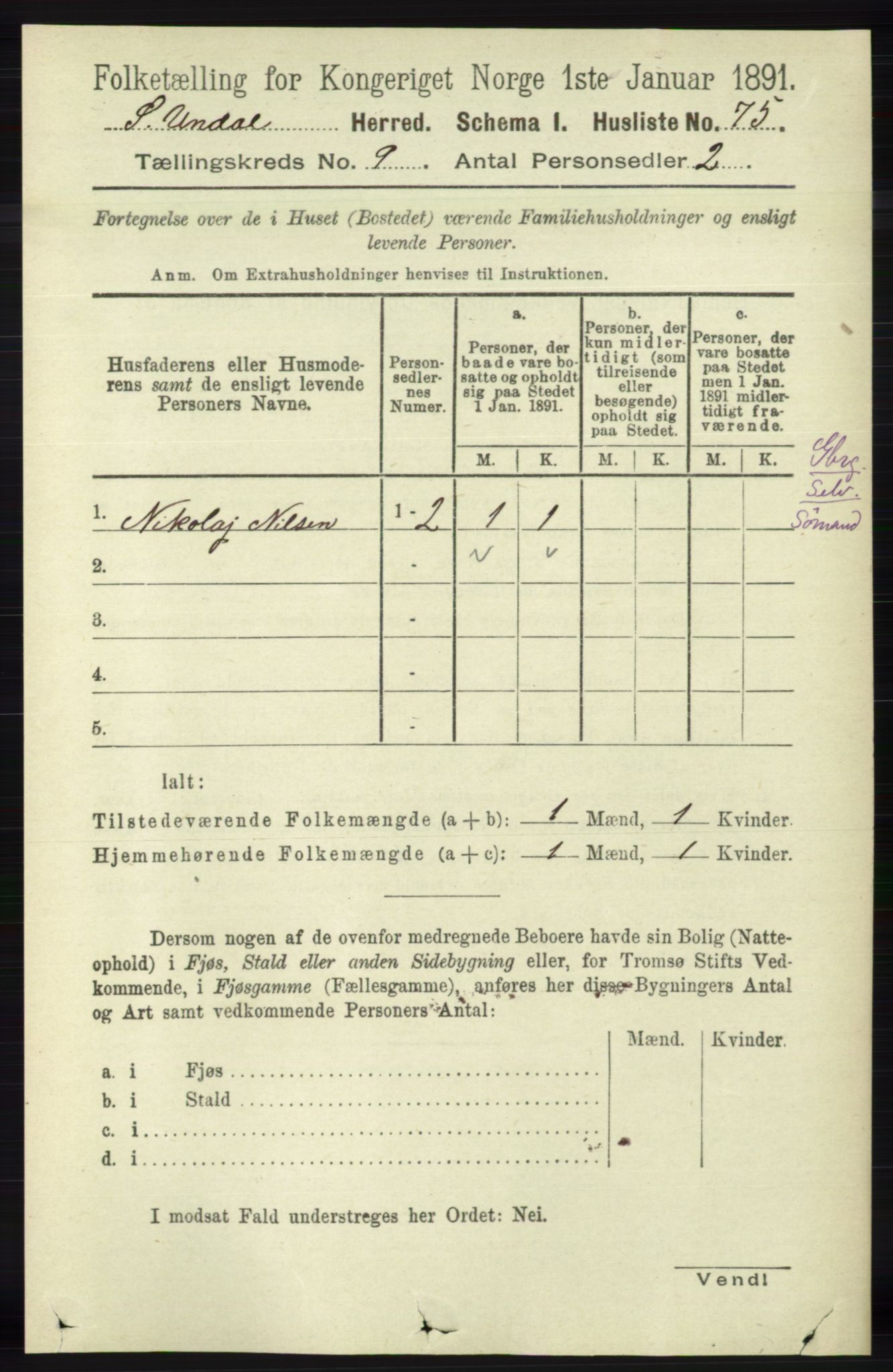 RA, 1891 census for 1029 Sør-Audnedal, 1891, p. 3914