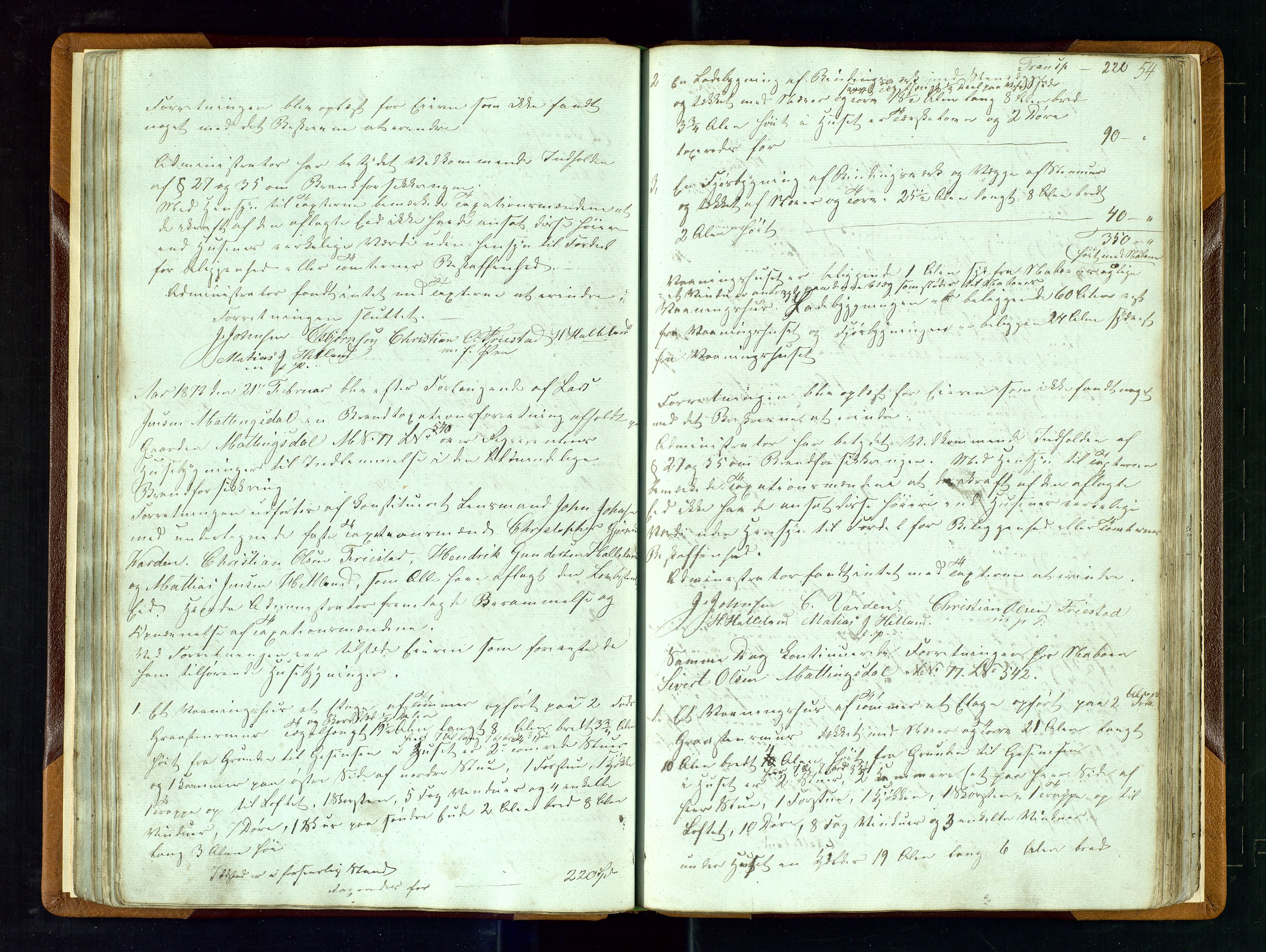 Hå lensmannskontor, AV/SAST-A-100456/Goa/L0001: Takstprotokoll-Valle skipreie, 1846-1883, p. 53b-54a