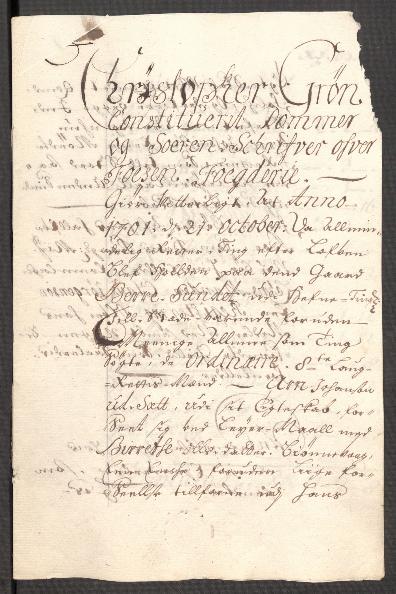 Rentekammeret inntil 1814, Reviderte regnskaper, Fogderegnskap, AV/RA-EA-4092/R57/L3854: Fogderegnskap Fosen, 1700-1701, p. 261