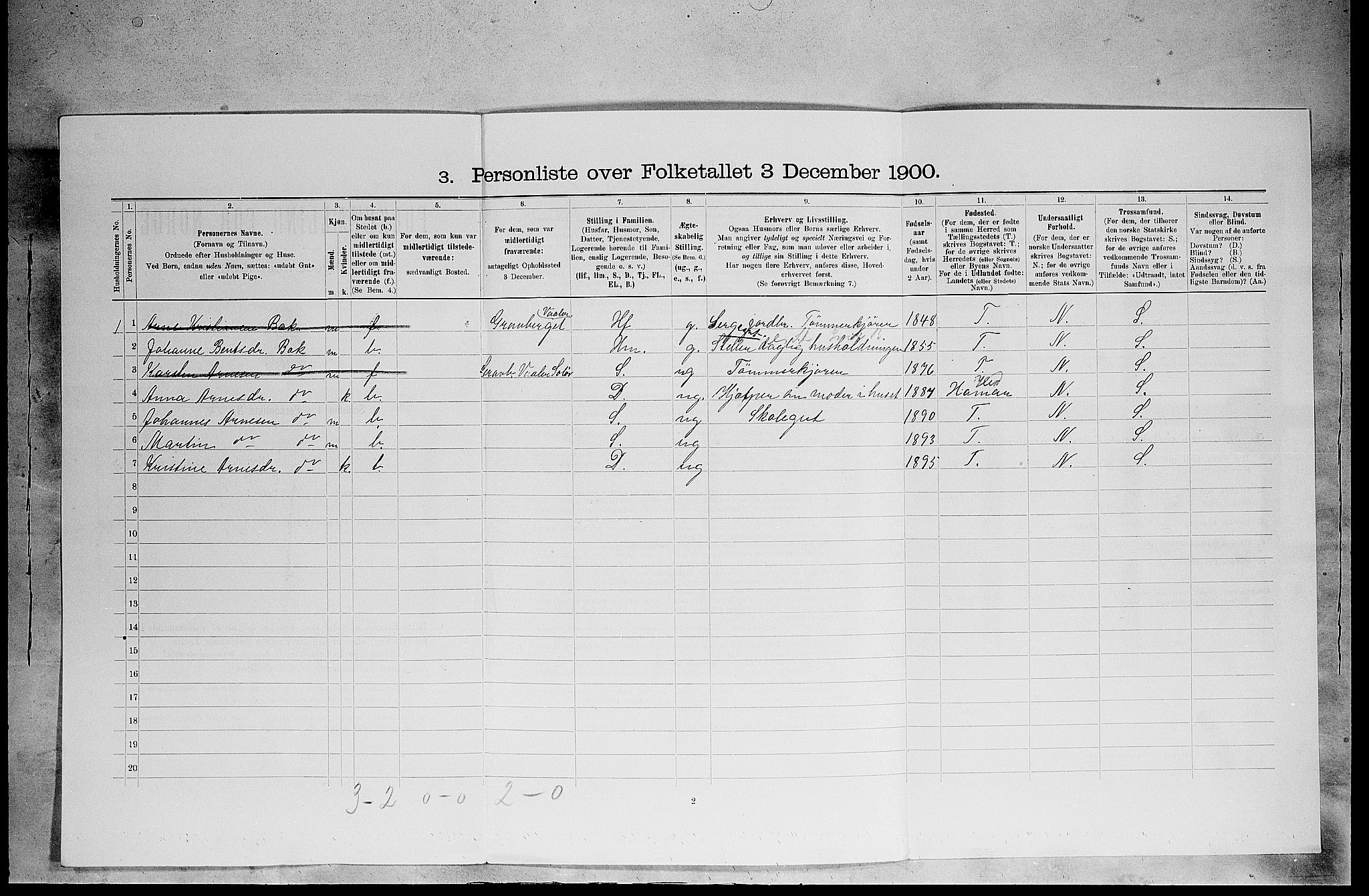 SAH, 1900 census for Åsnes, 1900, p. 332