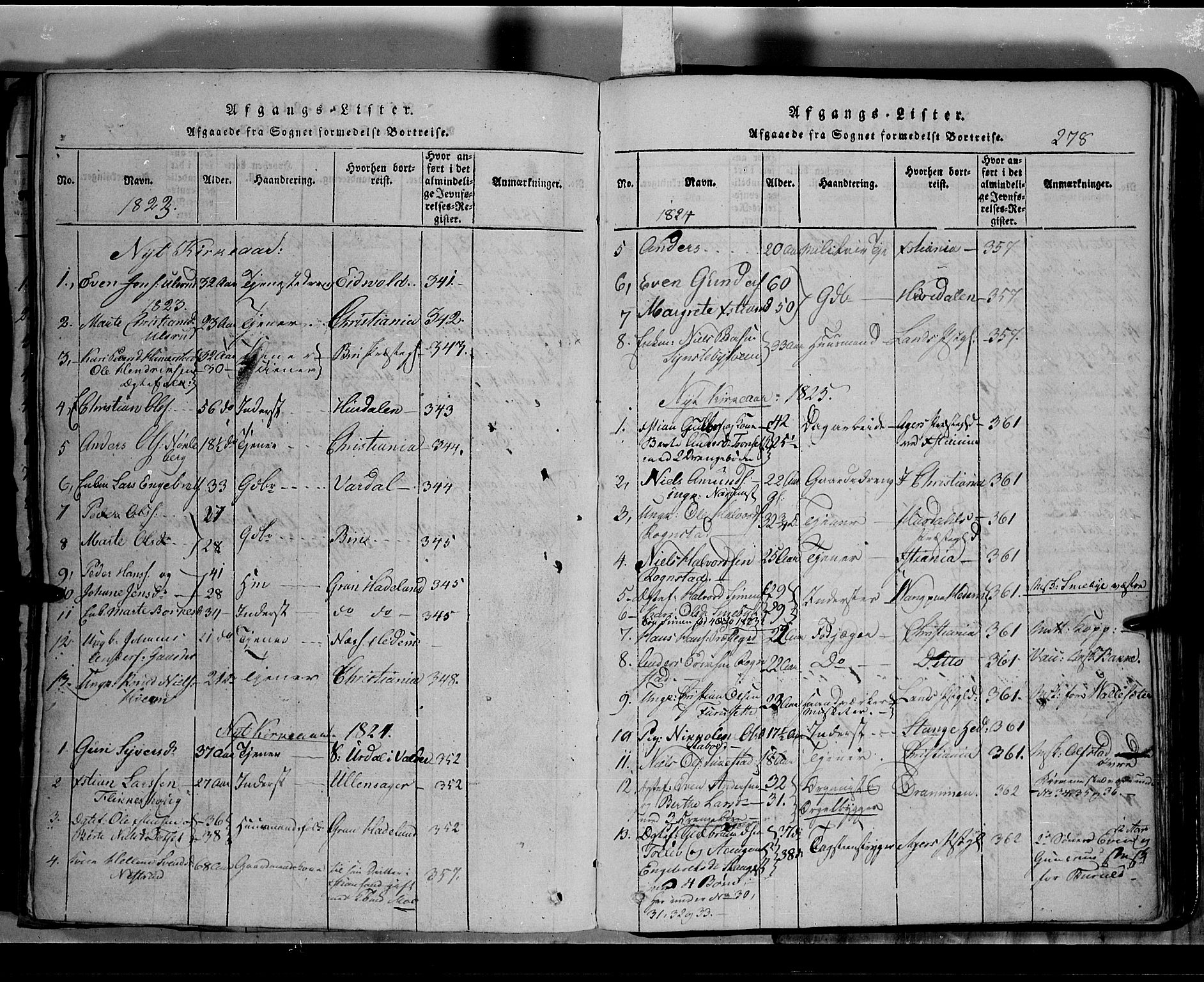 Toten prestekontor, SAH/PREST-102/H/Ha/Hab/L0002: Parish register (copy) no. 2, 1820-1827, p. 278