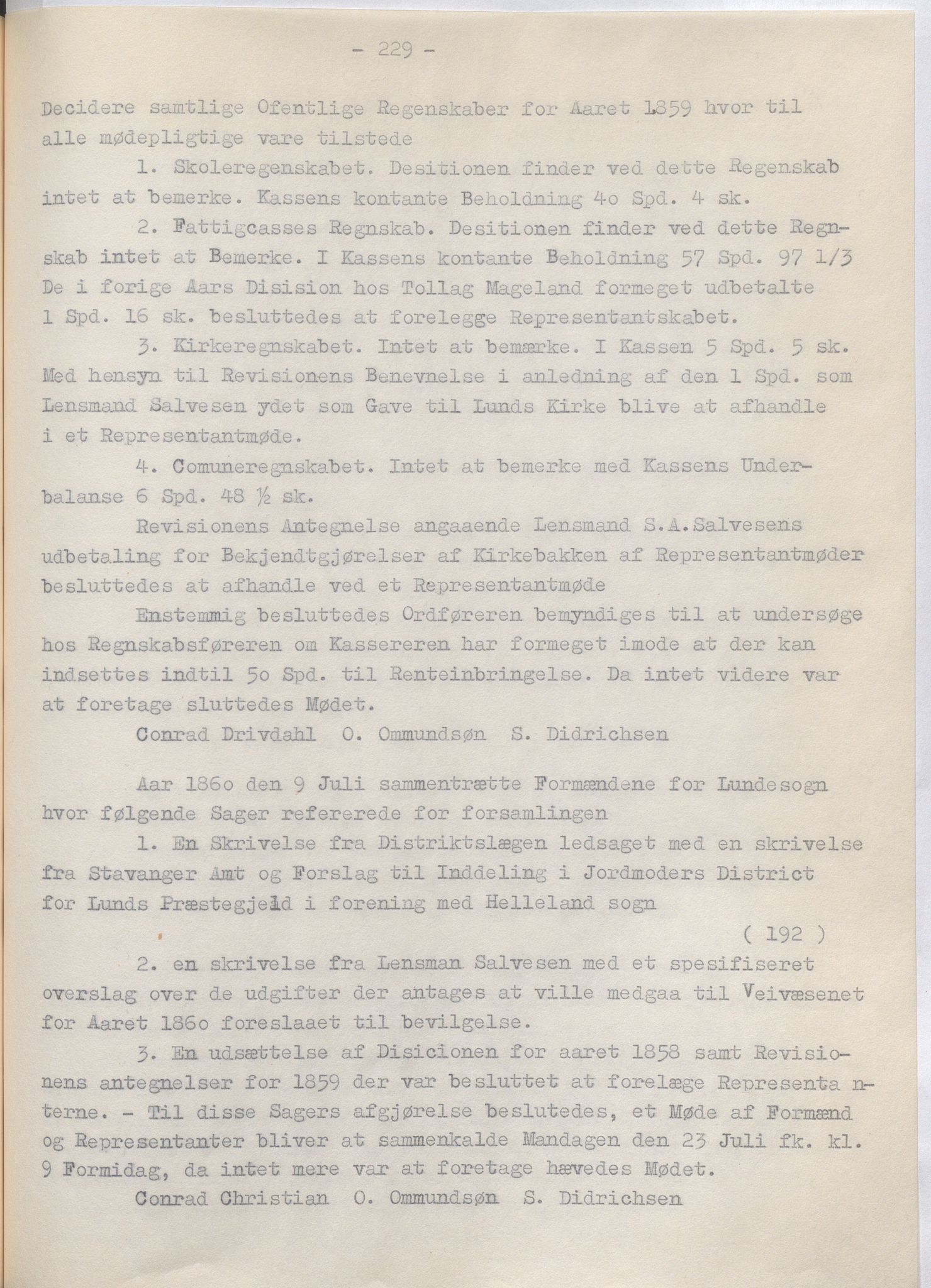 Lund kommune - Formannskapet/Formannskapskontoret, IKAR/K-101761/A/Aa/Aaa/L0002: Forhandlingsprotokoll, 1837-1865, p. 229