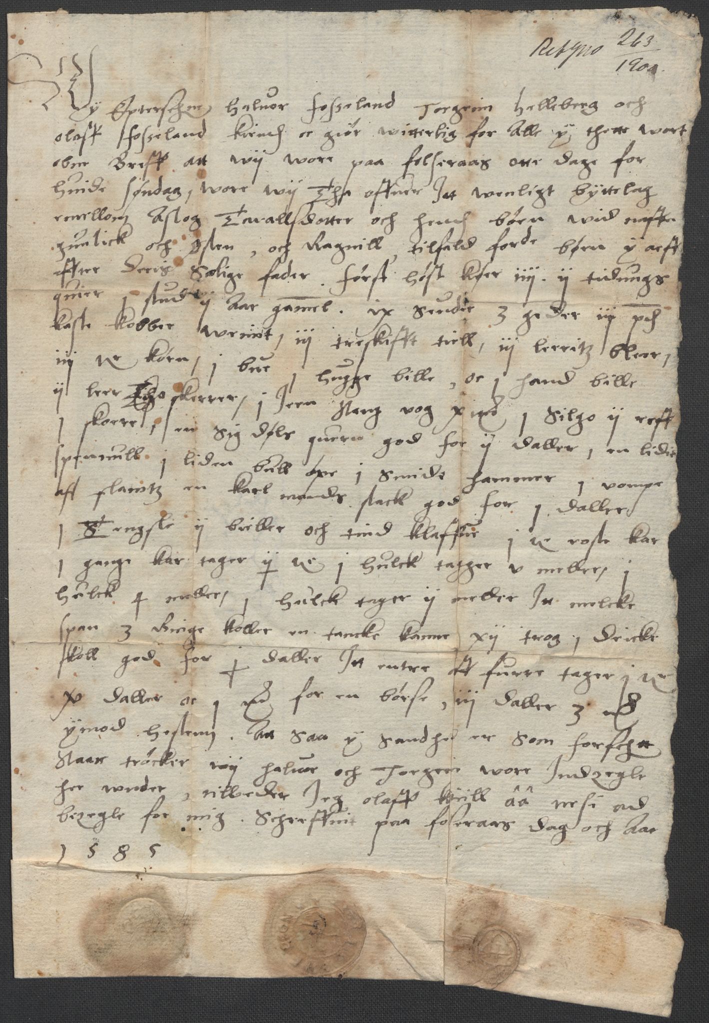 Riksarkivets diplomsamling, AV/RA-EA-5965/F02/L0087: Dokumenter, 1585-1586, p. 12