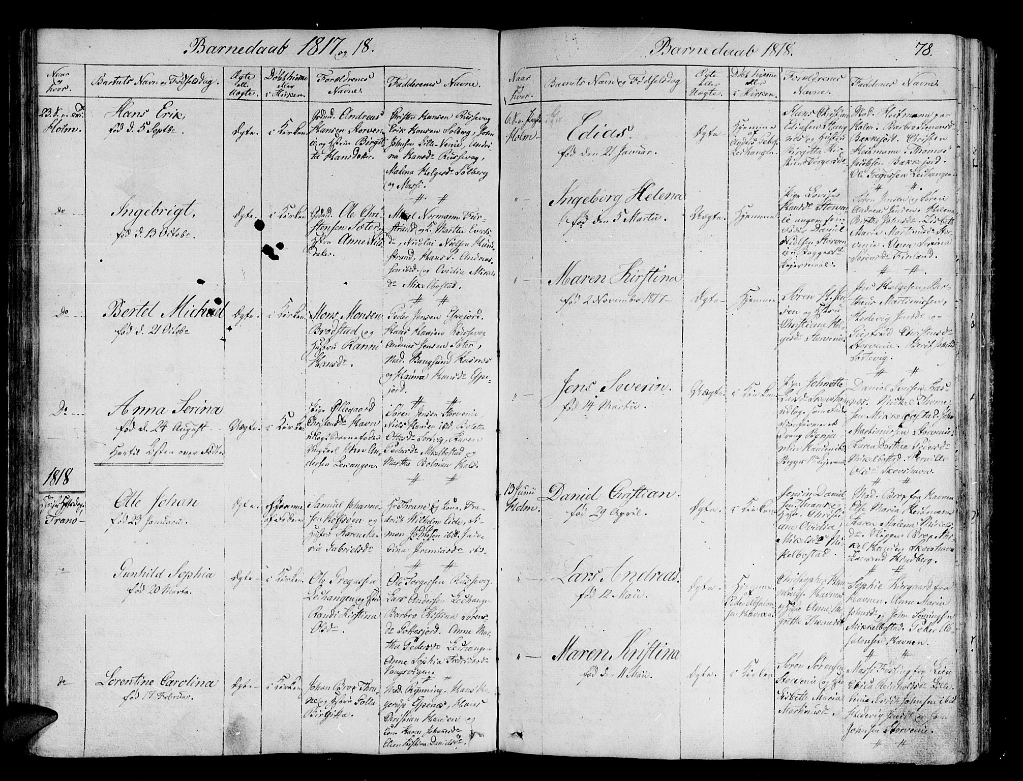 Tranøy sokneprestkontor, SATØ/S-1313/I/Ia/Iaa/L0003kirke: Parish register (official) no. 3, 1807-1820, p. 78