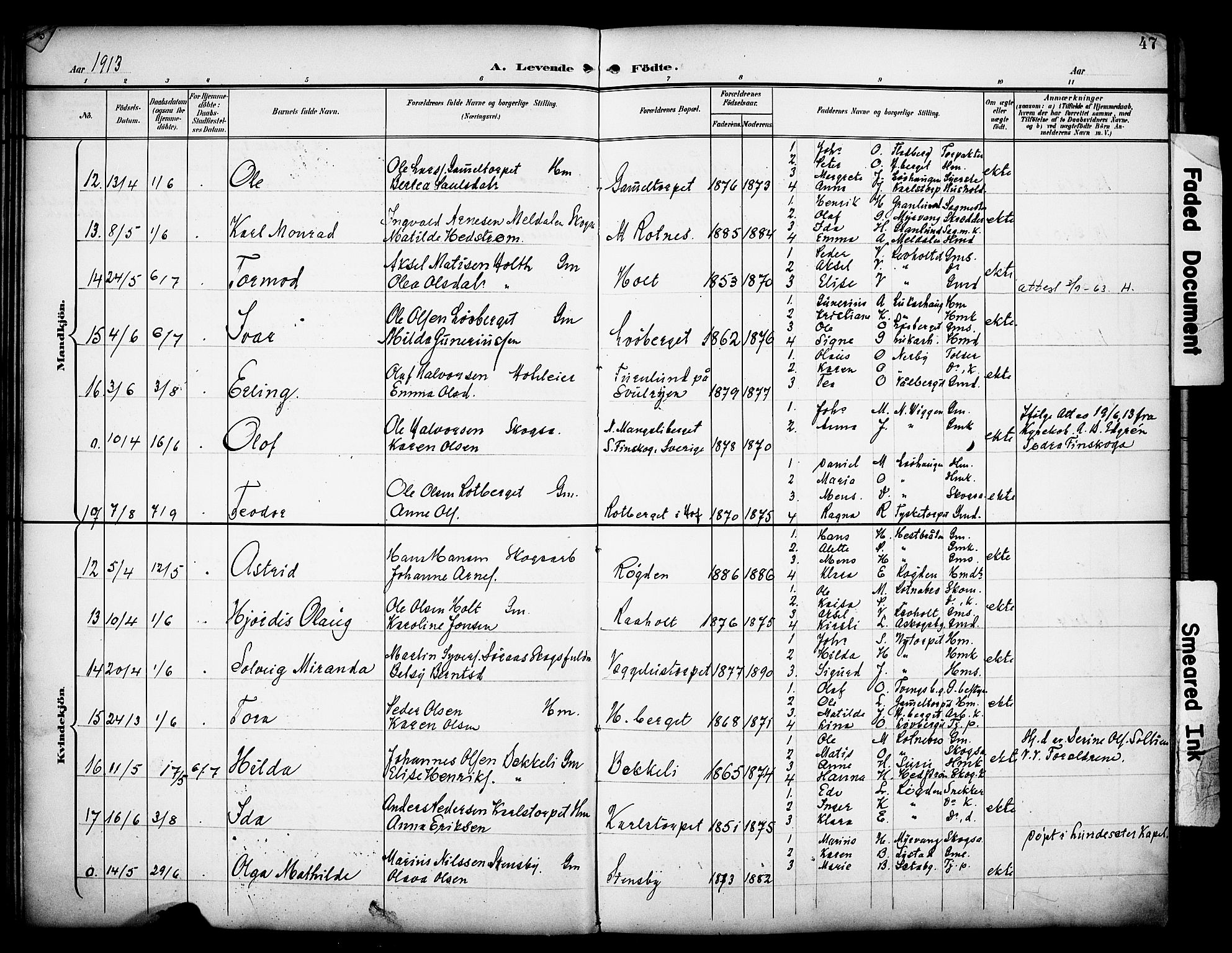 Grue prestekontor, SAH/PREST-036/H/Ha/Haa/L0014: Parish register (official) no. 14, 1898-1915, p. 47