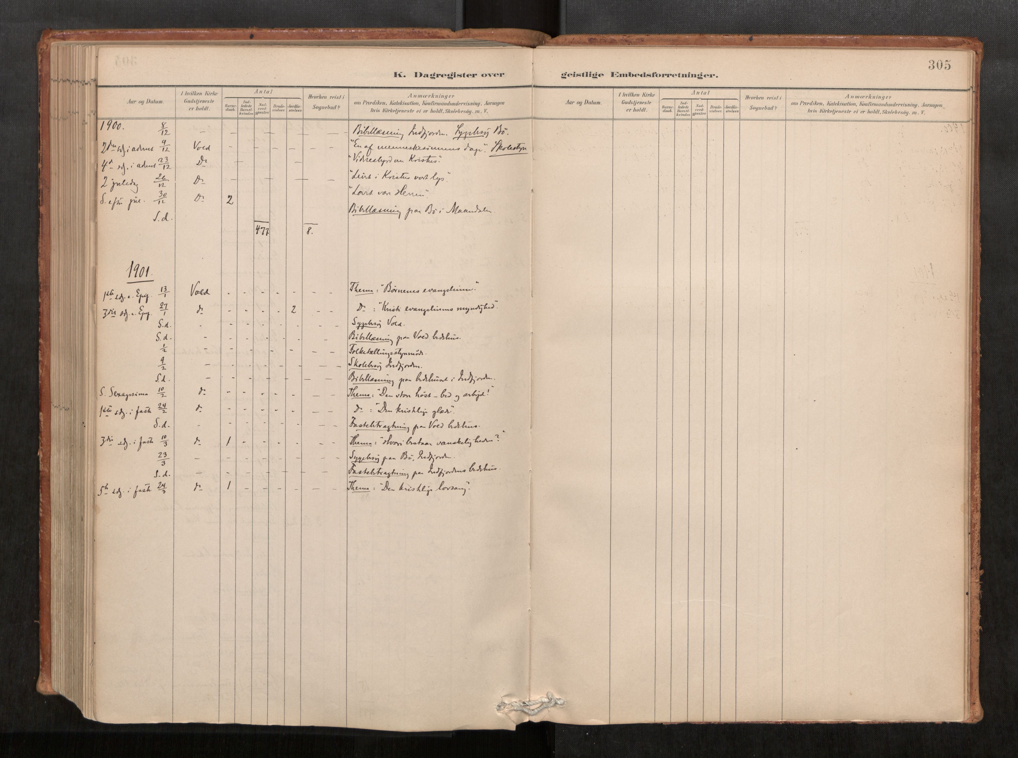 Ministerialprotokoller, klokkerbøker og fødselsregistre - Møre og Romsdal, SAT/A-1454/543/L0568: Parish register (official) no. 543A03, 1885-1915, p. 305