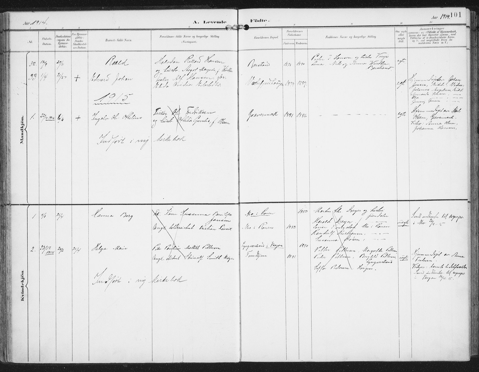 Ministerialprotokoller, klokkerbøker og fødselsregistre - Nordland, AV/SAT-A-1459/876/L1098: Parish register (official) no. 876A04, 1896-1915, p. 101