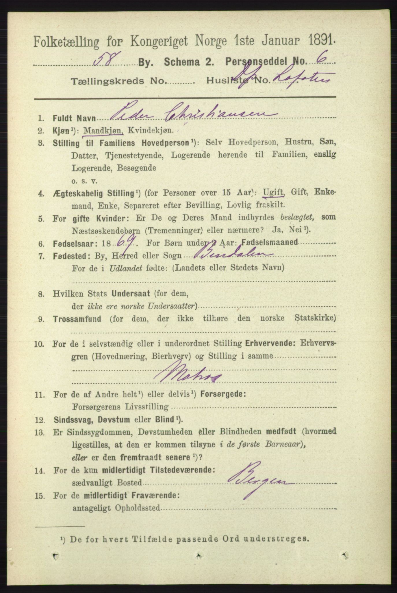 RA, 1891 census for 1902 Tromsø, 1891, p. 7485