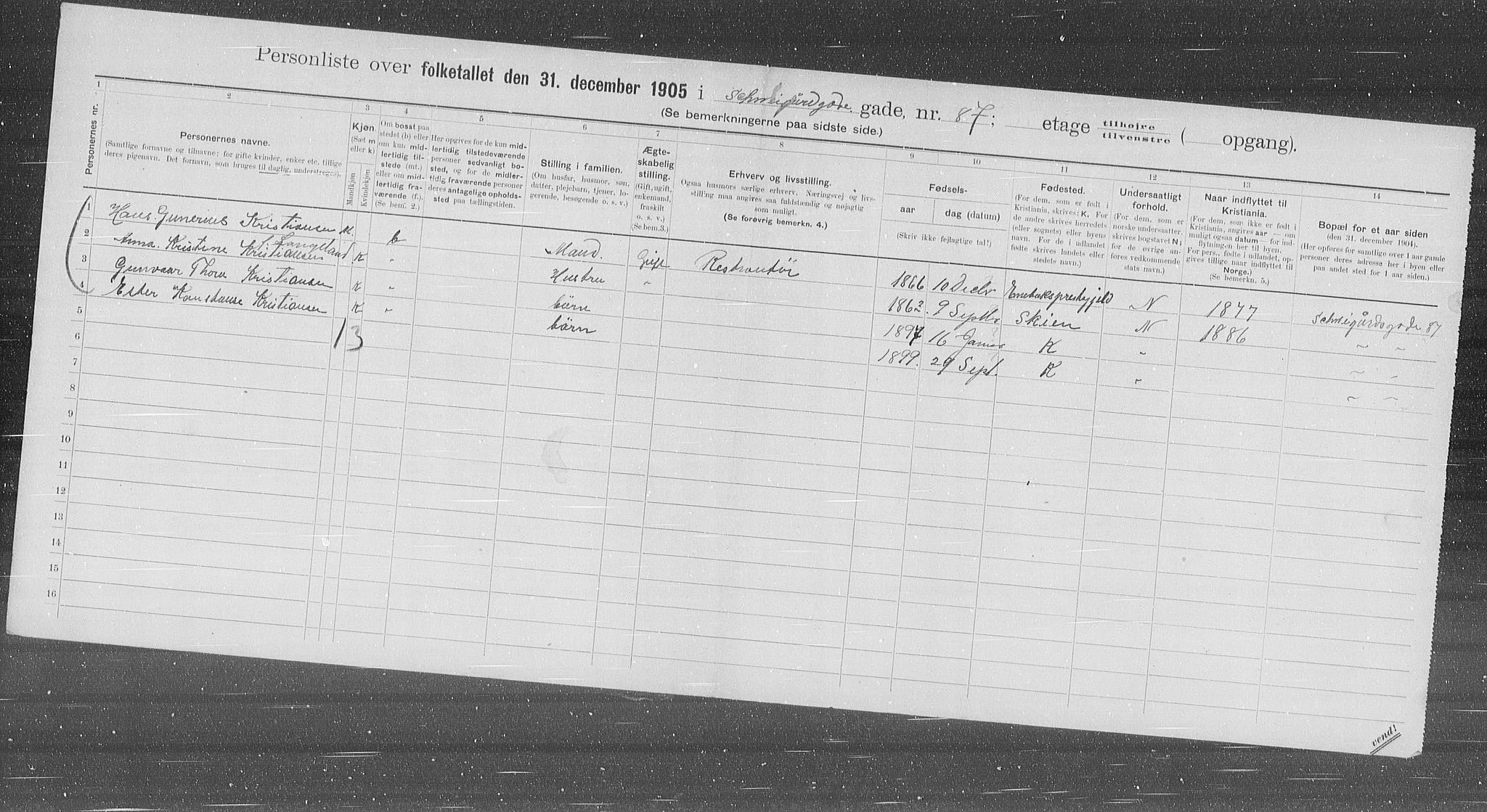 OBA, Municipal Census 1905 for Kristiania, 1905, p. 48284