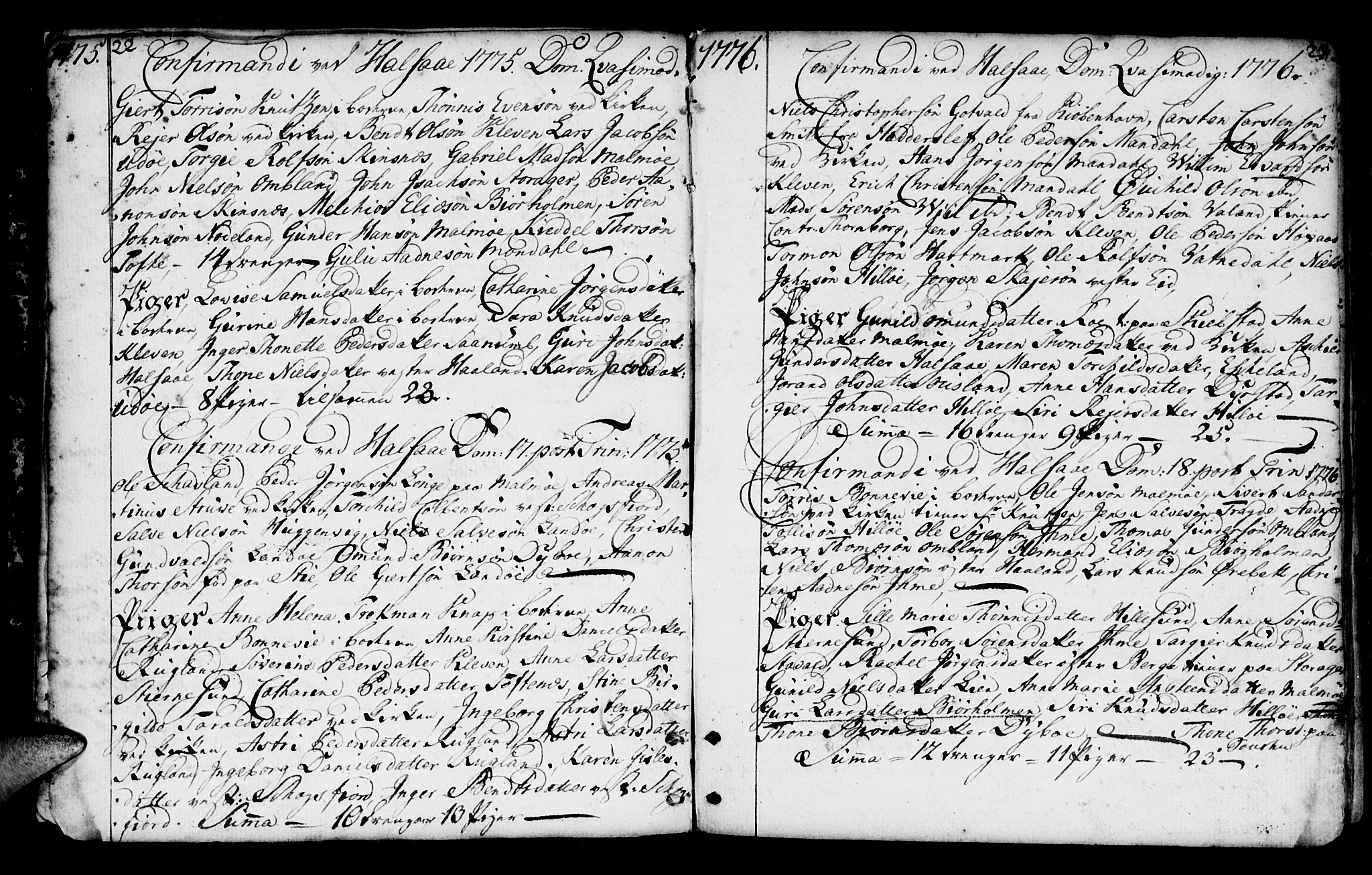 Mandal sokneprestkontor, SAK/1111-0030/F/Fa/Faa/L0004: Parish register (official) no. A 4, 1745-1817, p. 22-23