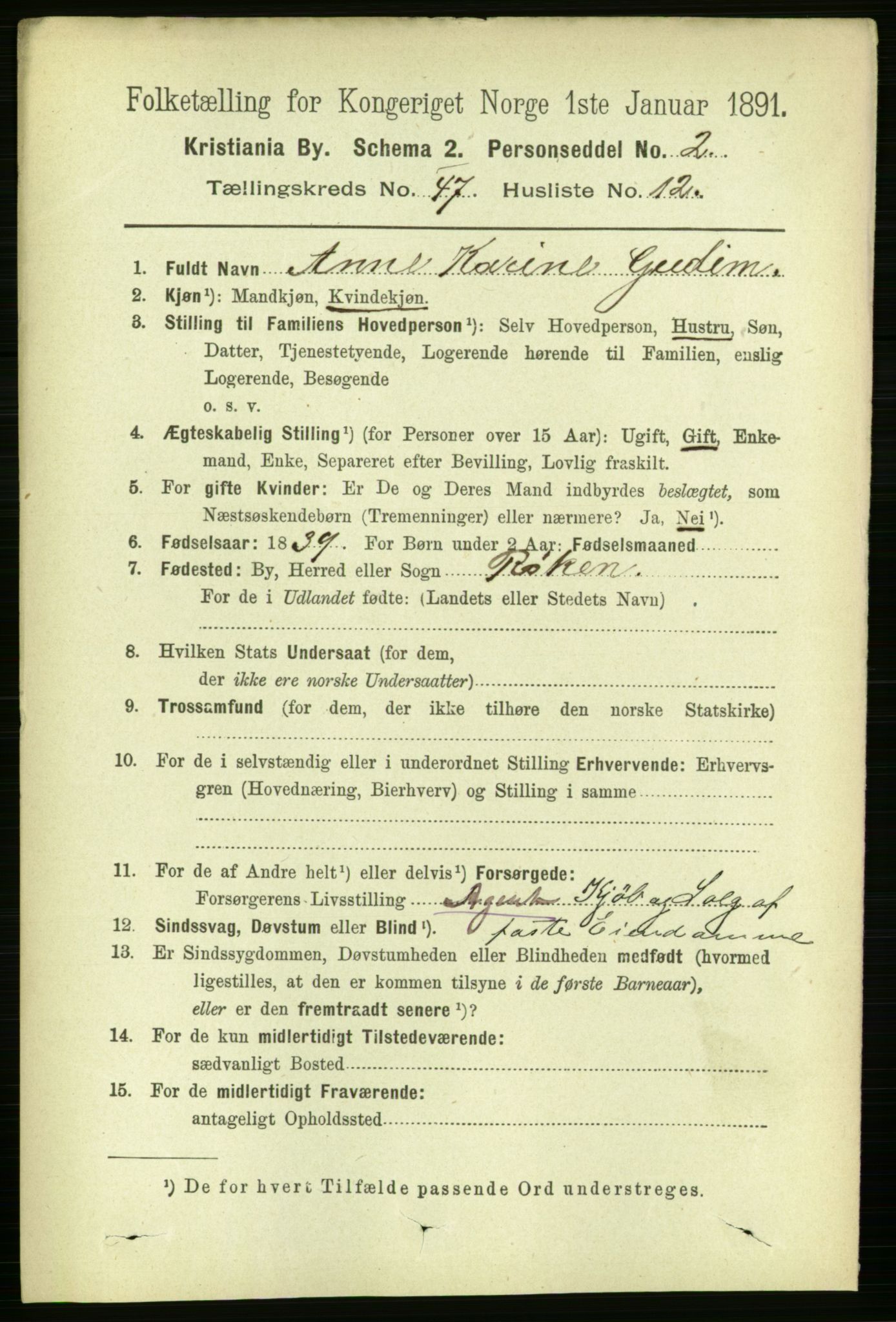 RA, 1891 census for 0301 Kristiania, 1891, p. 28309