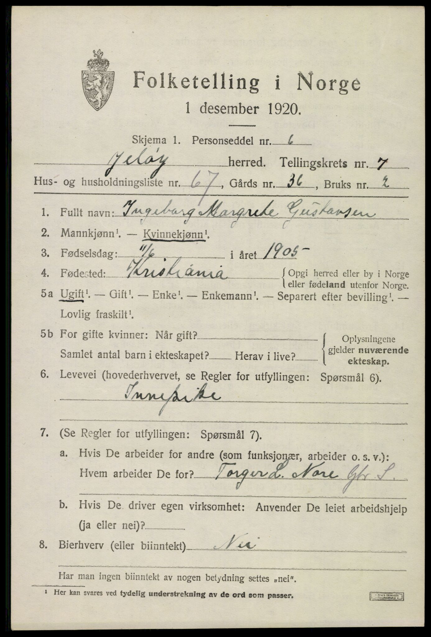 SAO, 1920 census for Moss land district, 1920, p. 8611