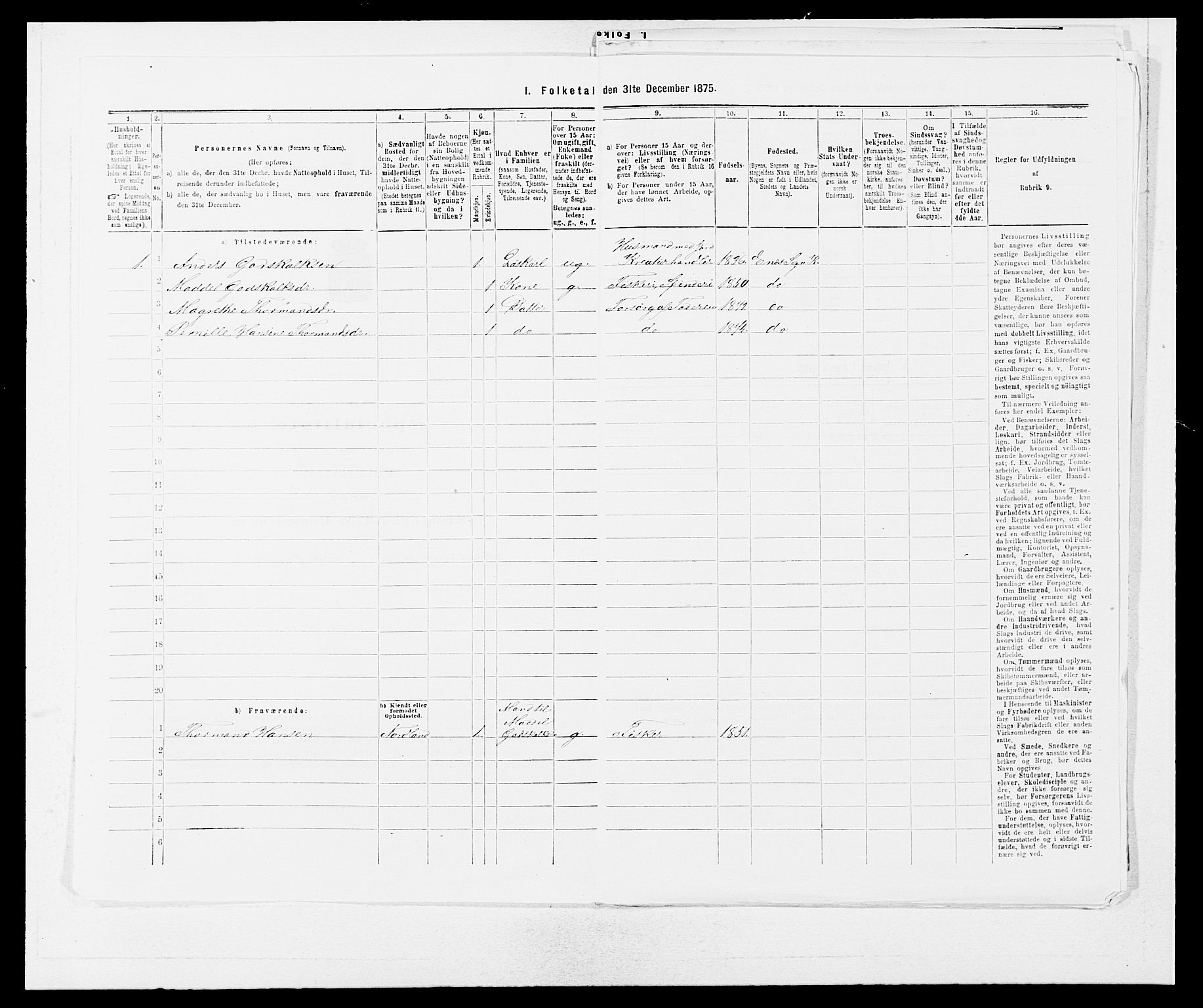 SAB, 1875 census for 1224P Kvinnherad, 1875, p. 442