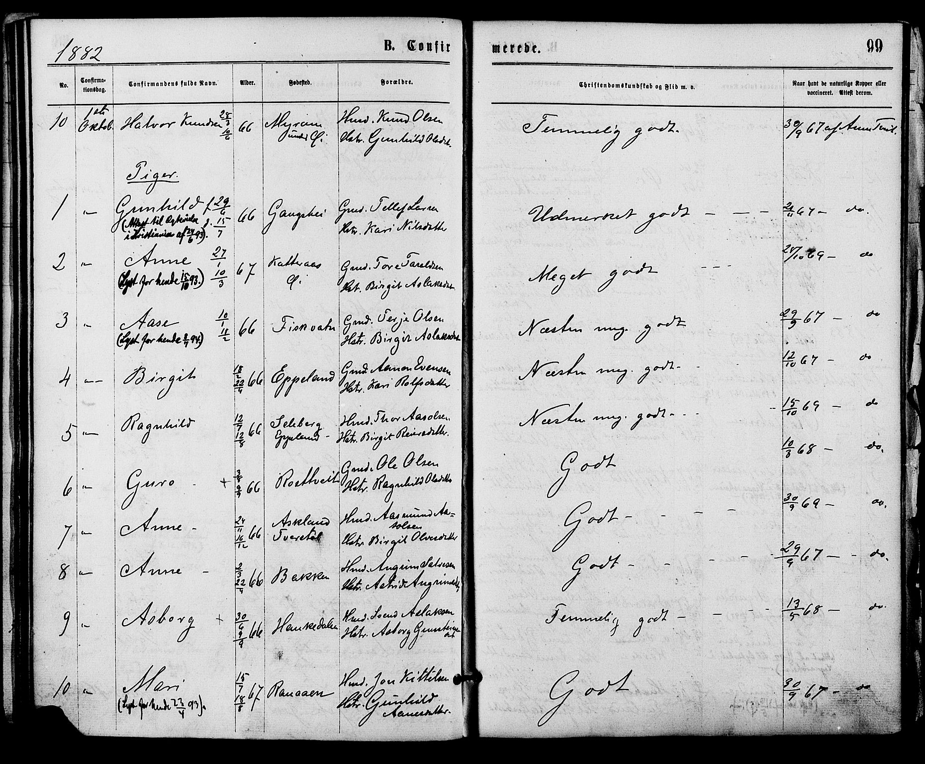 Åmli sokneprestkontor, AV/SAK-1111-0050/F/Fa/Fac/L0009: Parish register (official) no. A 9 /1, 1869-1884, p. 99