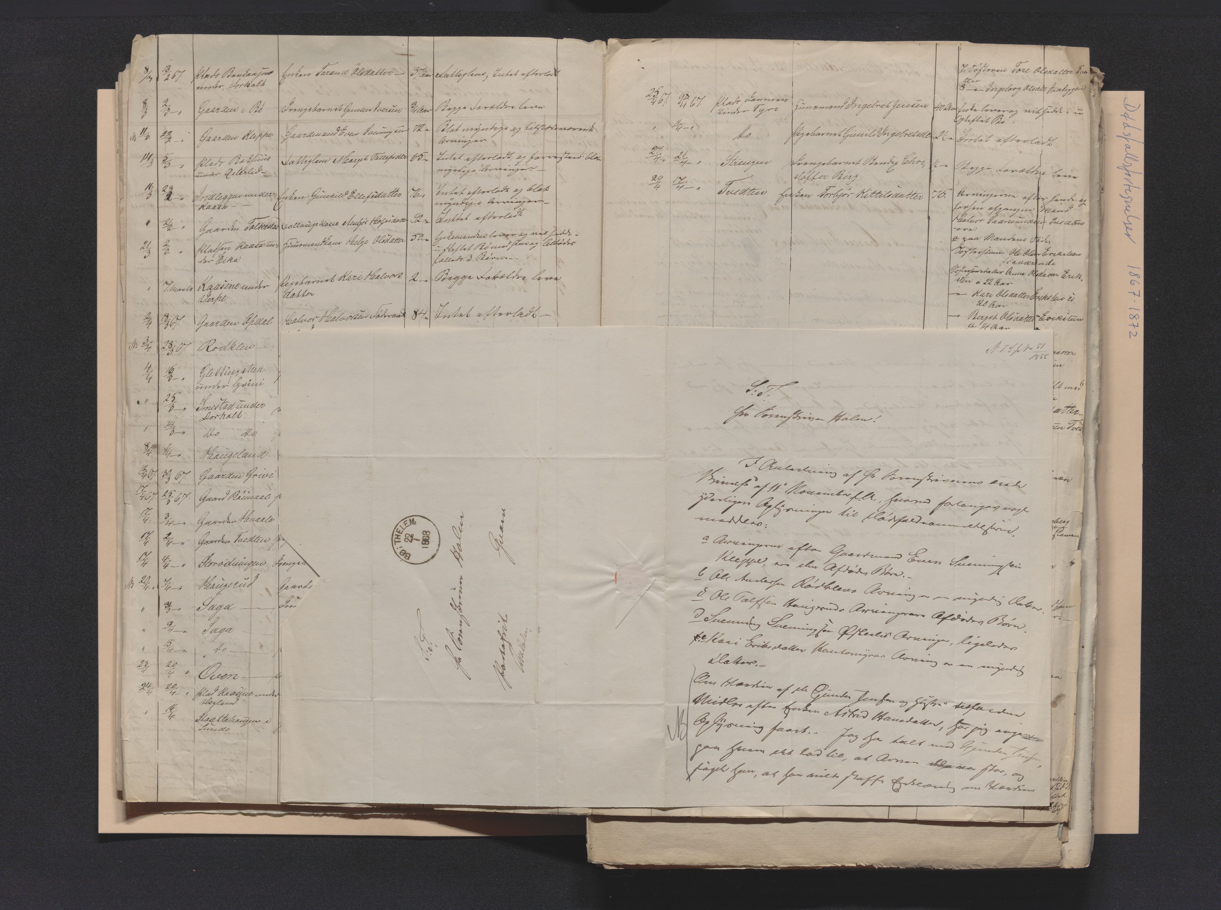 Nedre Telemark sorenskriveri, AV/SAKO-A-135/H/Ha/Hab/L0001: Dødsfallsfortegnelser
, 1867-1886, p. 14