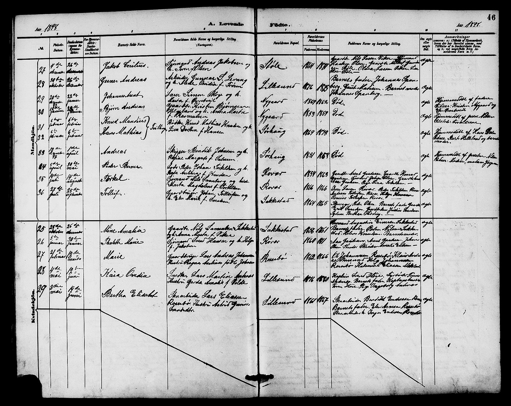 Haugesund sokneprestkontor, AV/SAST-A -101863/H/Ha/Hab/L0004: Parish register (copy) no. B 4, 1889-1905, p. 46