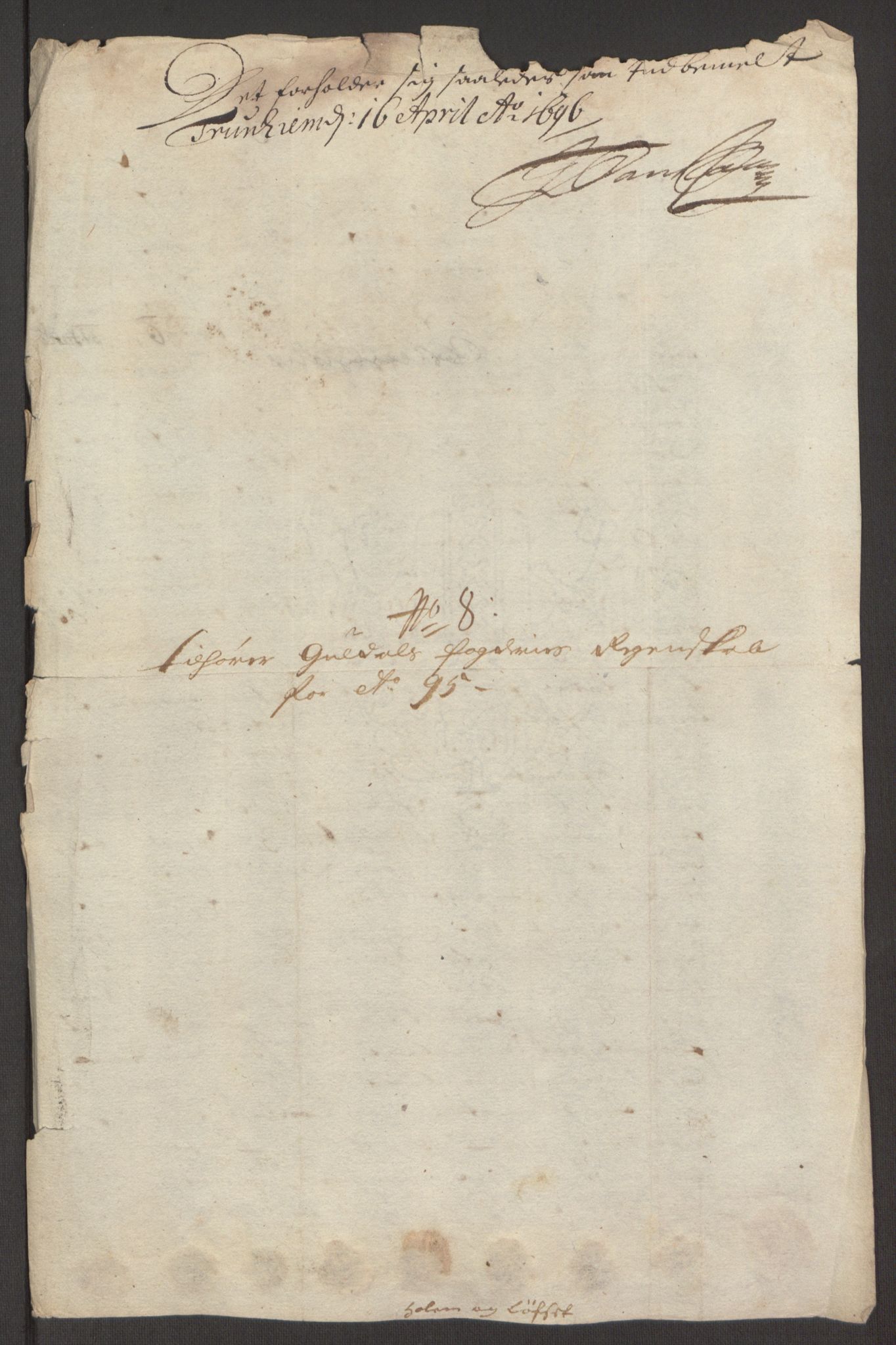 Rentekammeret inntil 1814, Reviderte regnskaper, Fogderegnskap, AV/RA-EA-4092/R60/L3945: Fogderegnskap Orkdal og Gauldal, 1695, p. 425