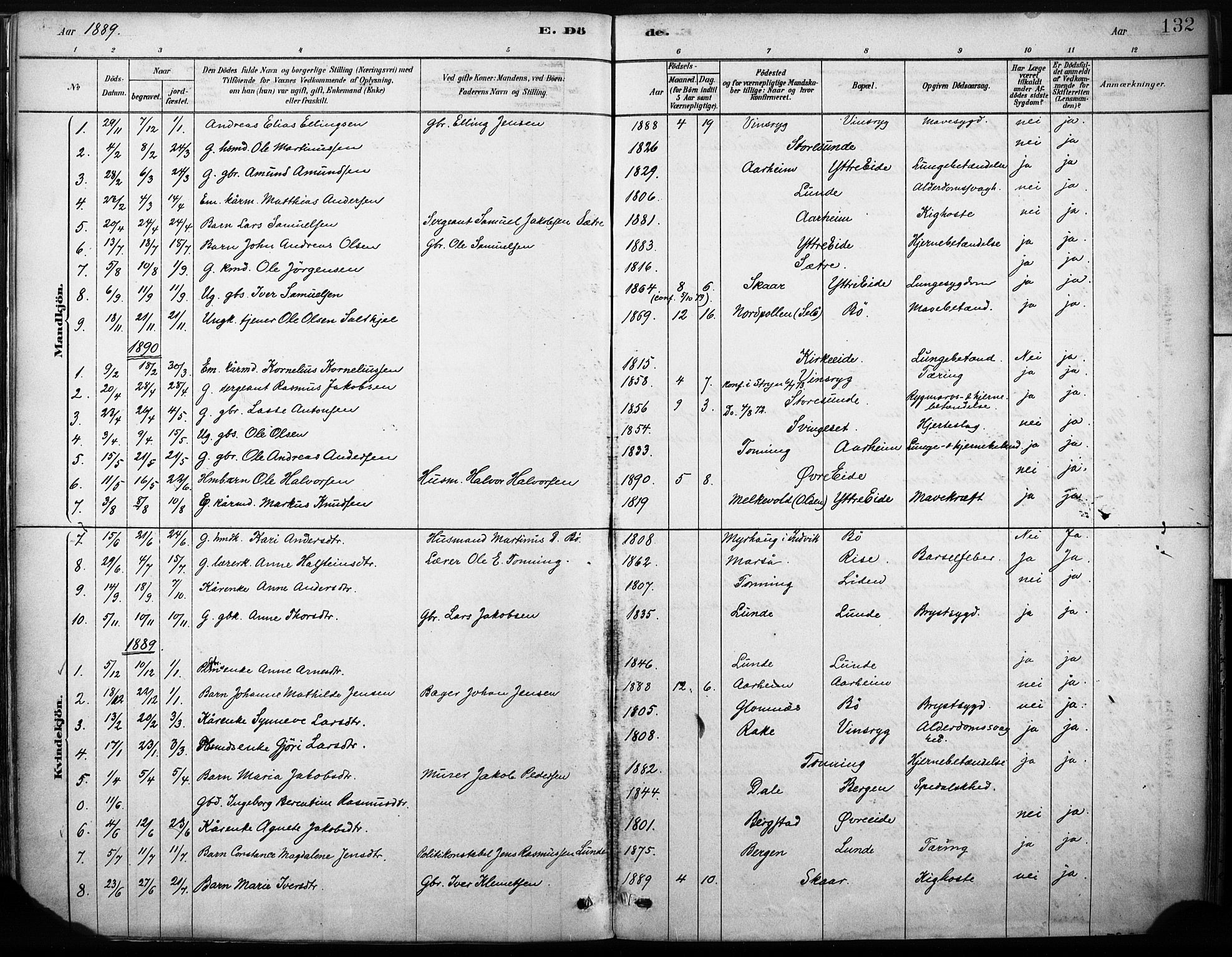 Stryn Sokneprestembete, AV/SAB-A-82501: Parish register (official) no. B 1, 1878-1907, p. 132