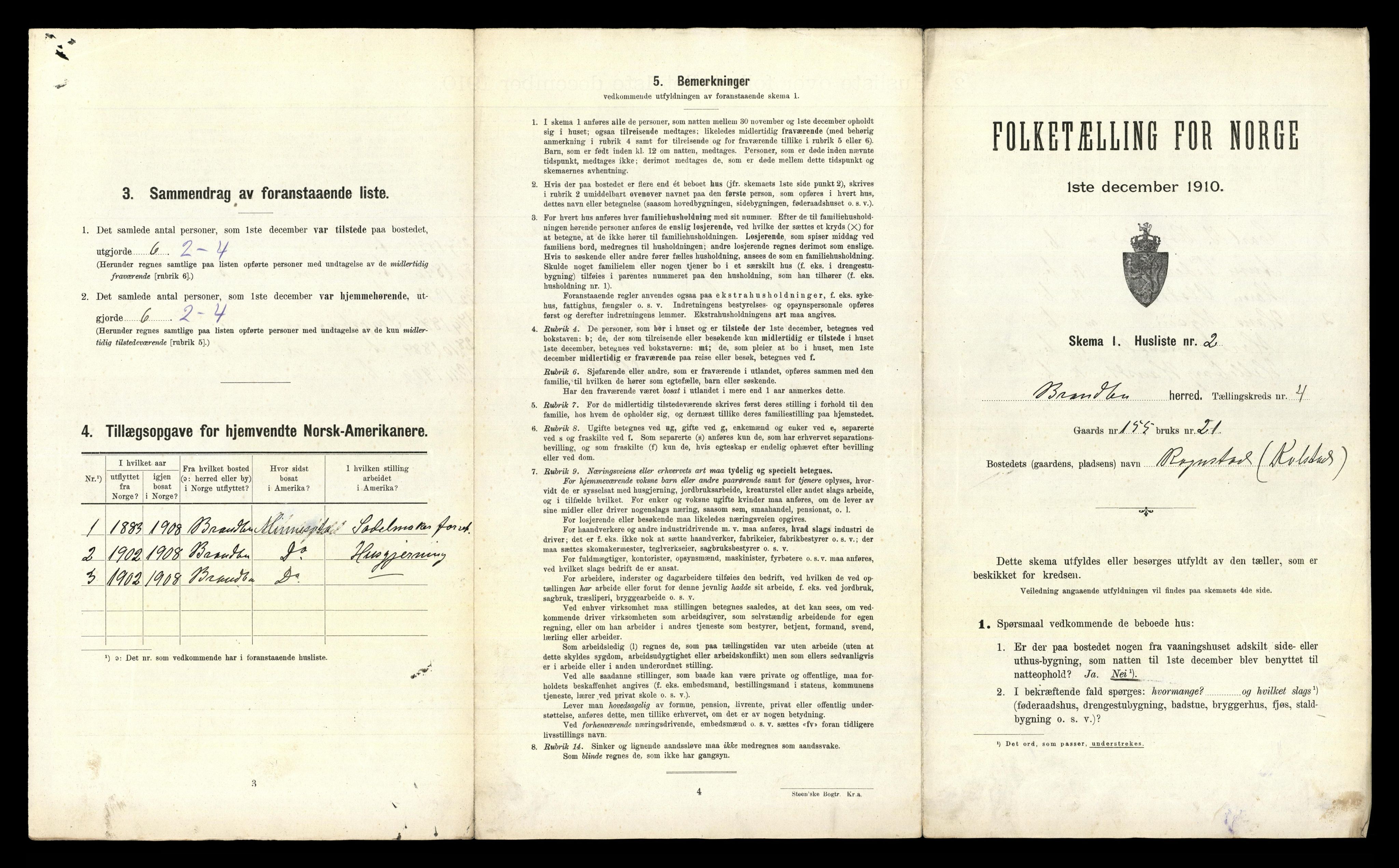 RA, 1910 census for Brandbu, 1910, p. 1394