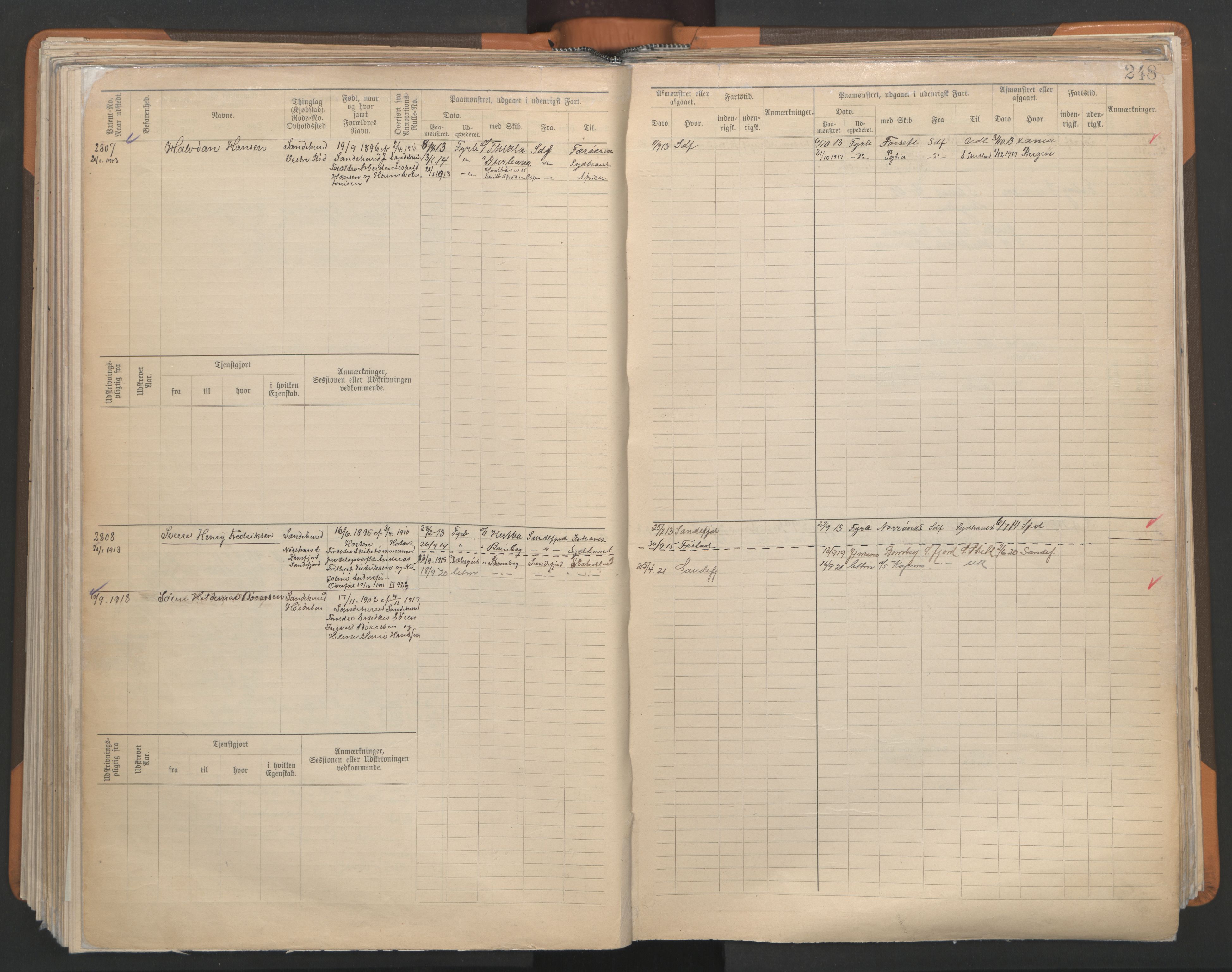 Sandefjord innrulleringskontor, AV/SAKO-A-788/F/Fb/L0009: Hovedrulle, 1897, p. 248