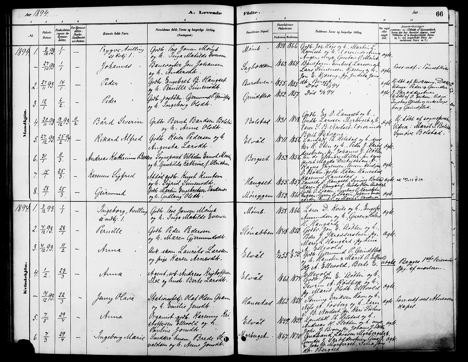 Rendalen prestekontor, SAH/PREST-054/H/Ha/Hab/L0003: Parish register (copy) no. 3, 1879-1904, p. 66