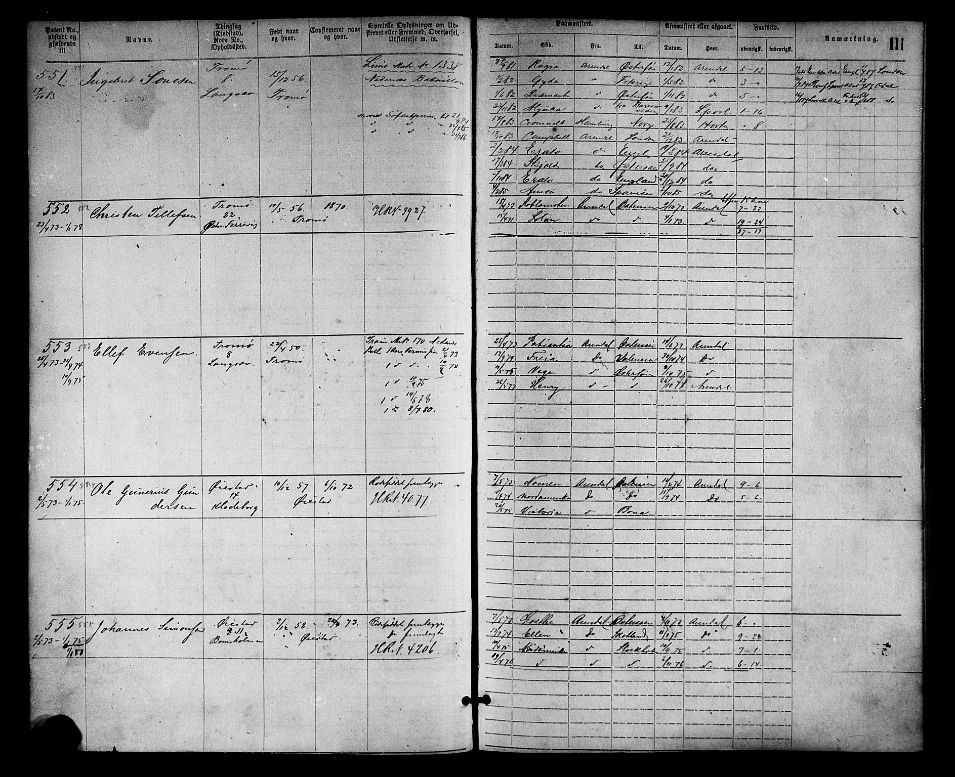 Arendal mønstringskrets, SAK/2031-0012/F/Fa/L0002: Annotasjonsrulle nr 1-1910 med register, S-2, 1868-1880, p. 140