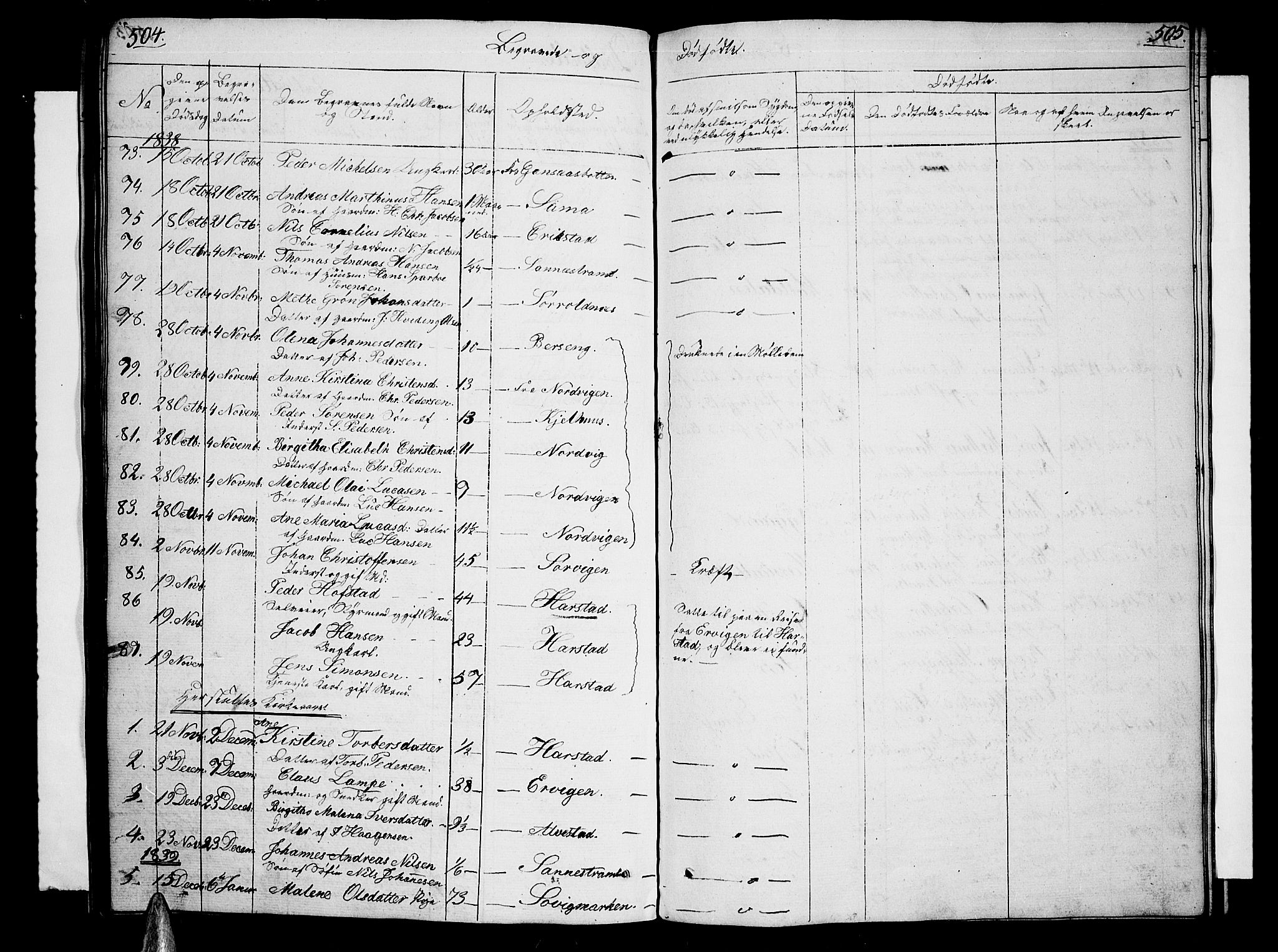 Trondenes sokneprestkontor, SATØ/S-1319/H/Hb/L0005klokker: Parish register (copy) no. 5, 1834-1845, p. 504-505