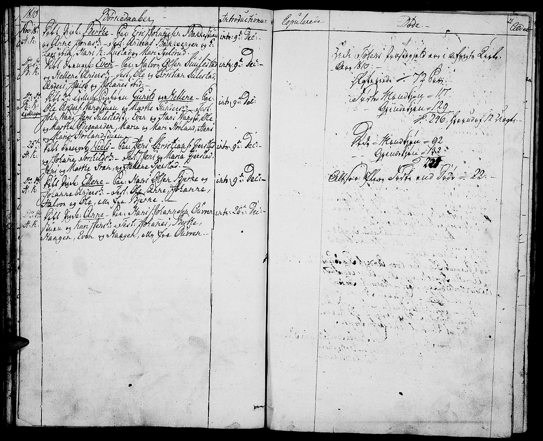 Toten prestekontor, AV/SAH-PREST-102/H/Ha/Haa/L0008: Parish register (official) no. 8, 1809-1814, p. 22