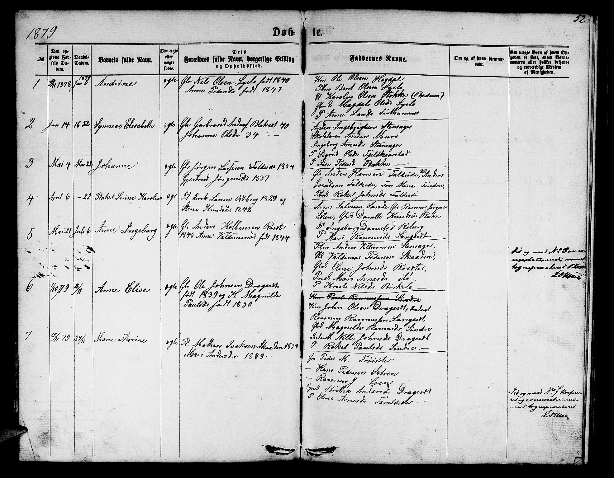 Innvik sokneprestembete, AV/SAB-A-80501: Parish register (copy) no. A 2, 1864-1885, p. 52