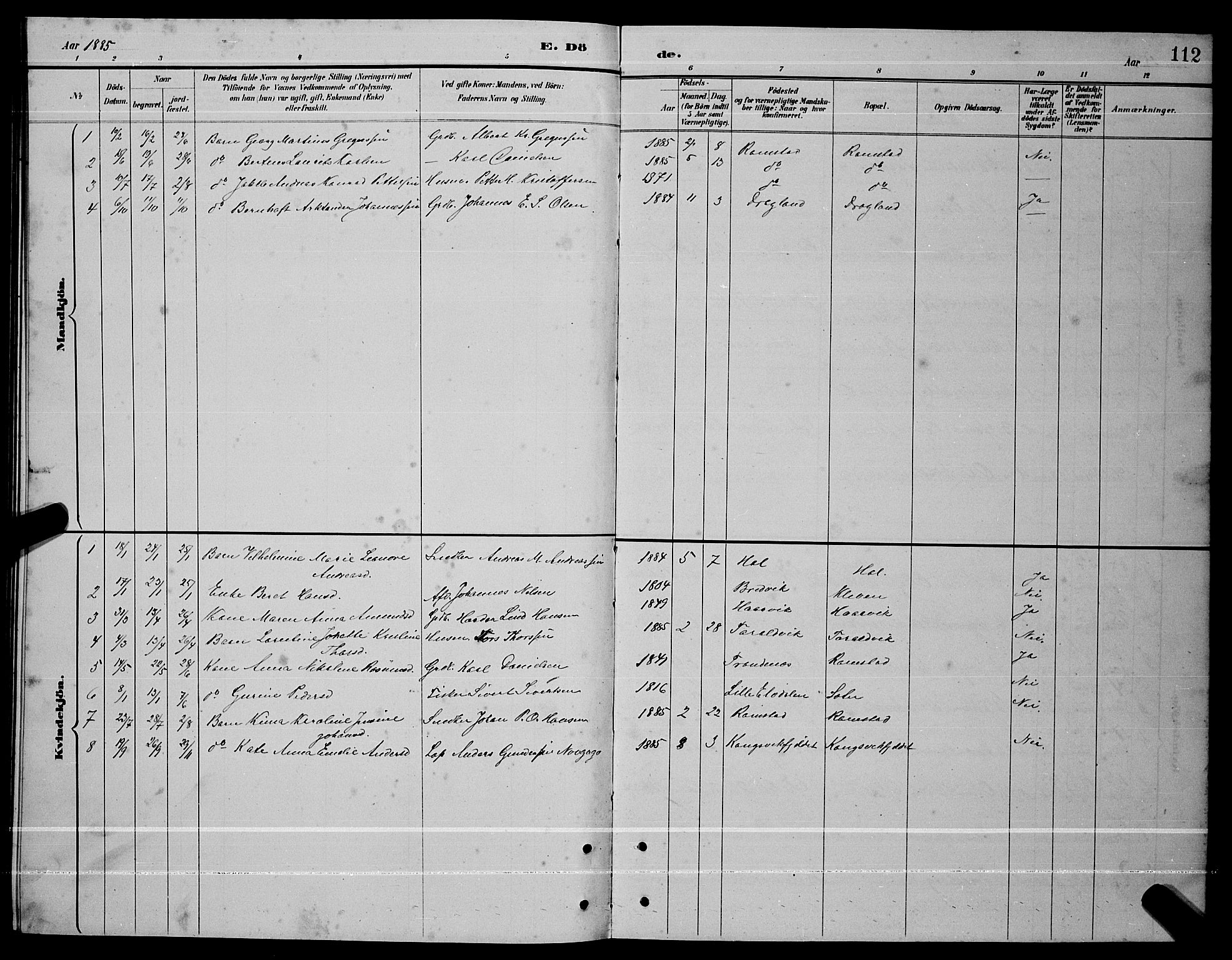 Ministerialprotokoller, klokkerbøker og fødselsregistre - Nordland, AV/SAT-A-1459/865/L0931: Parish register (copy) no. 865C03, 1885-1901, p. 112