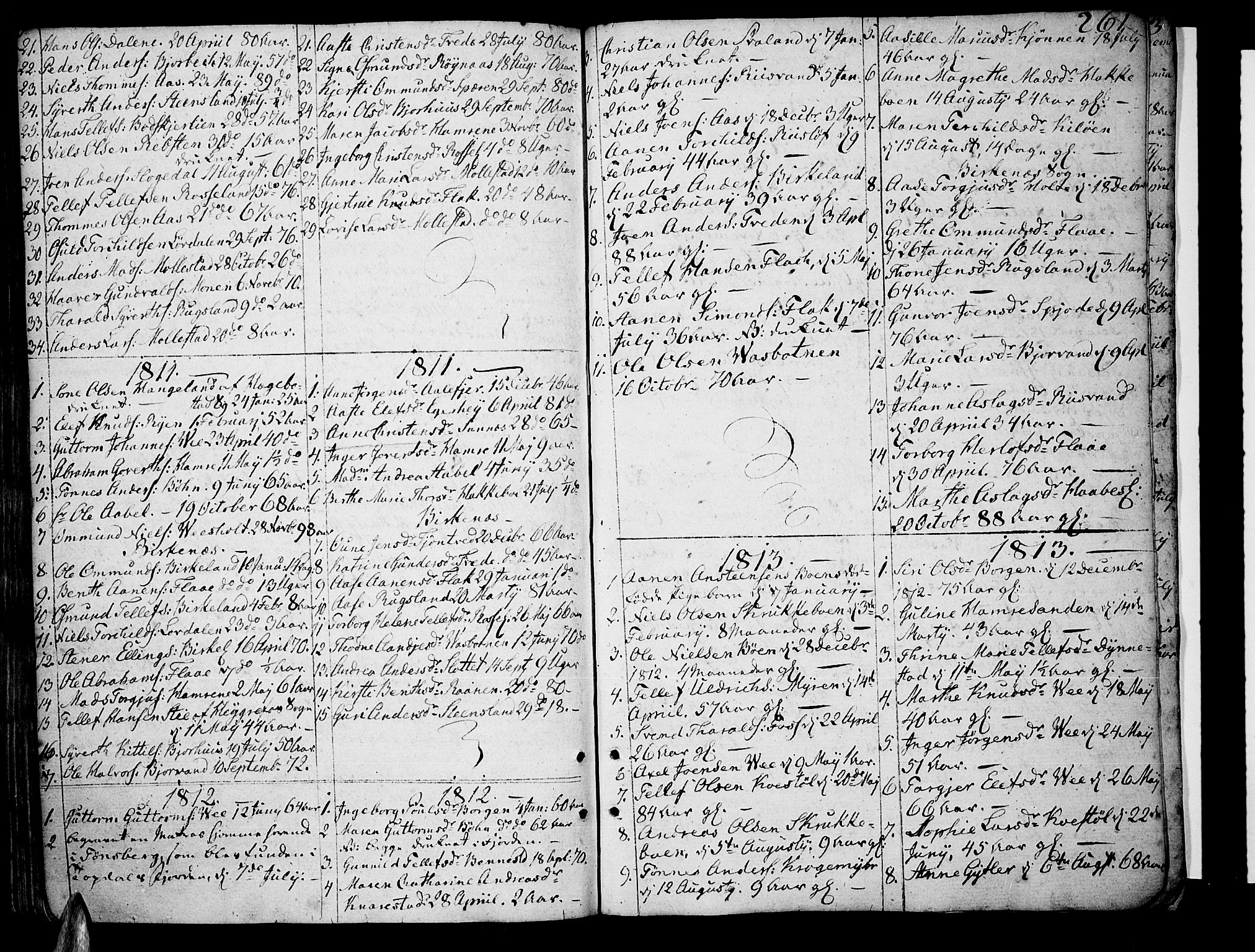 Tveit sokneprestkontor, SAK/1111-0043/F/Fa/L0001: Parish register (official) no. A 1, 1794-1819, p. 261