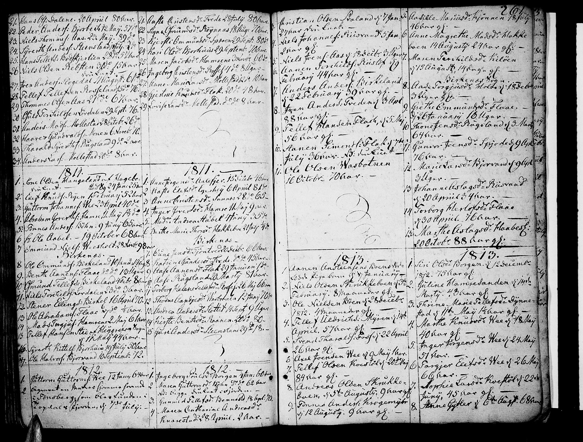 Tveit sokneprestkontor, AV/SAK-1111-0043/F/Fa/L0001: Parish register (official) no. A 1, 1794-1819, p. 261