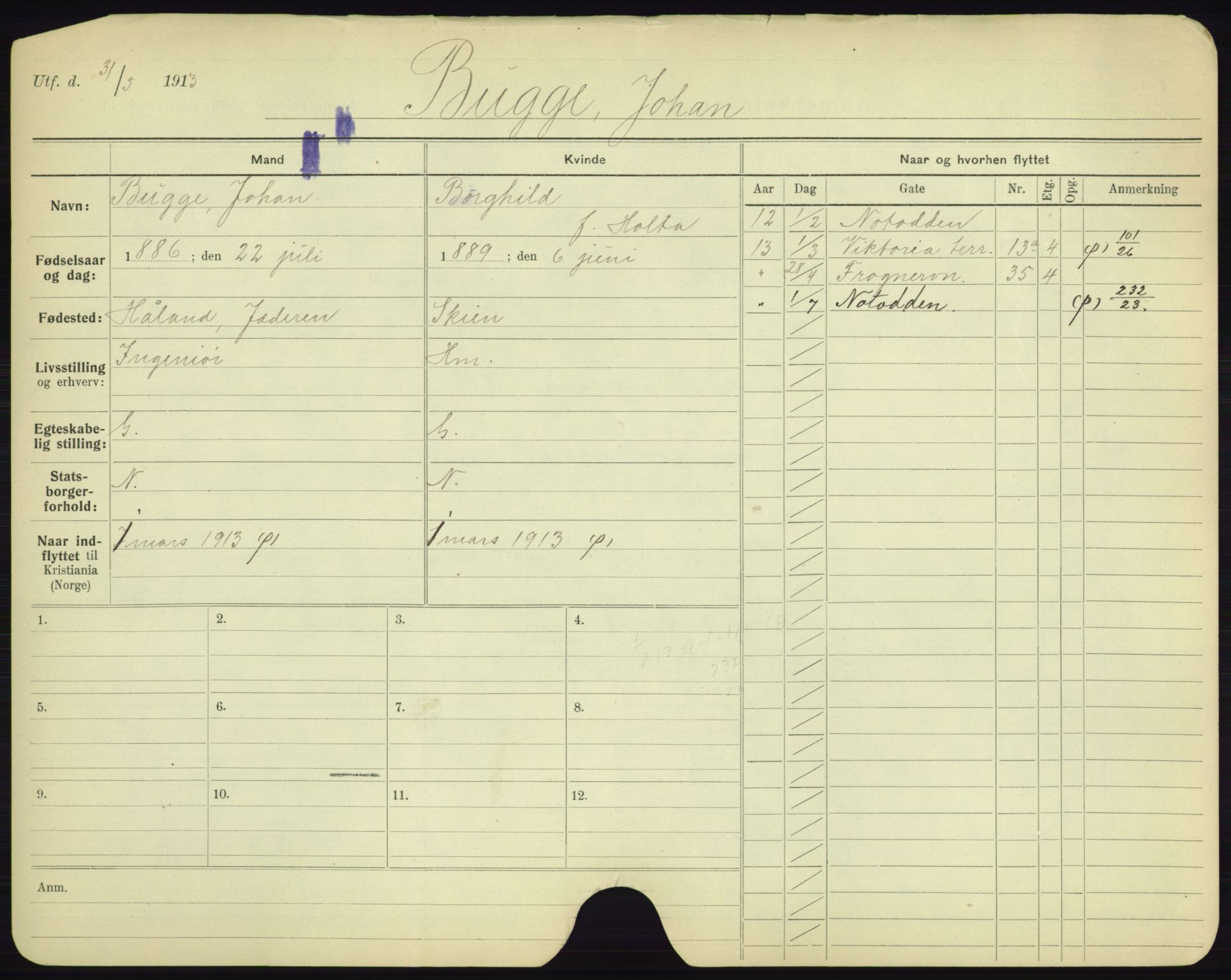 Oslo folkeregister, Registerkort, AV/SAO-A-11715/F/Fa/Fac/L0002: Menn, 1906-1914, p. 377a