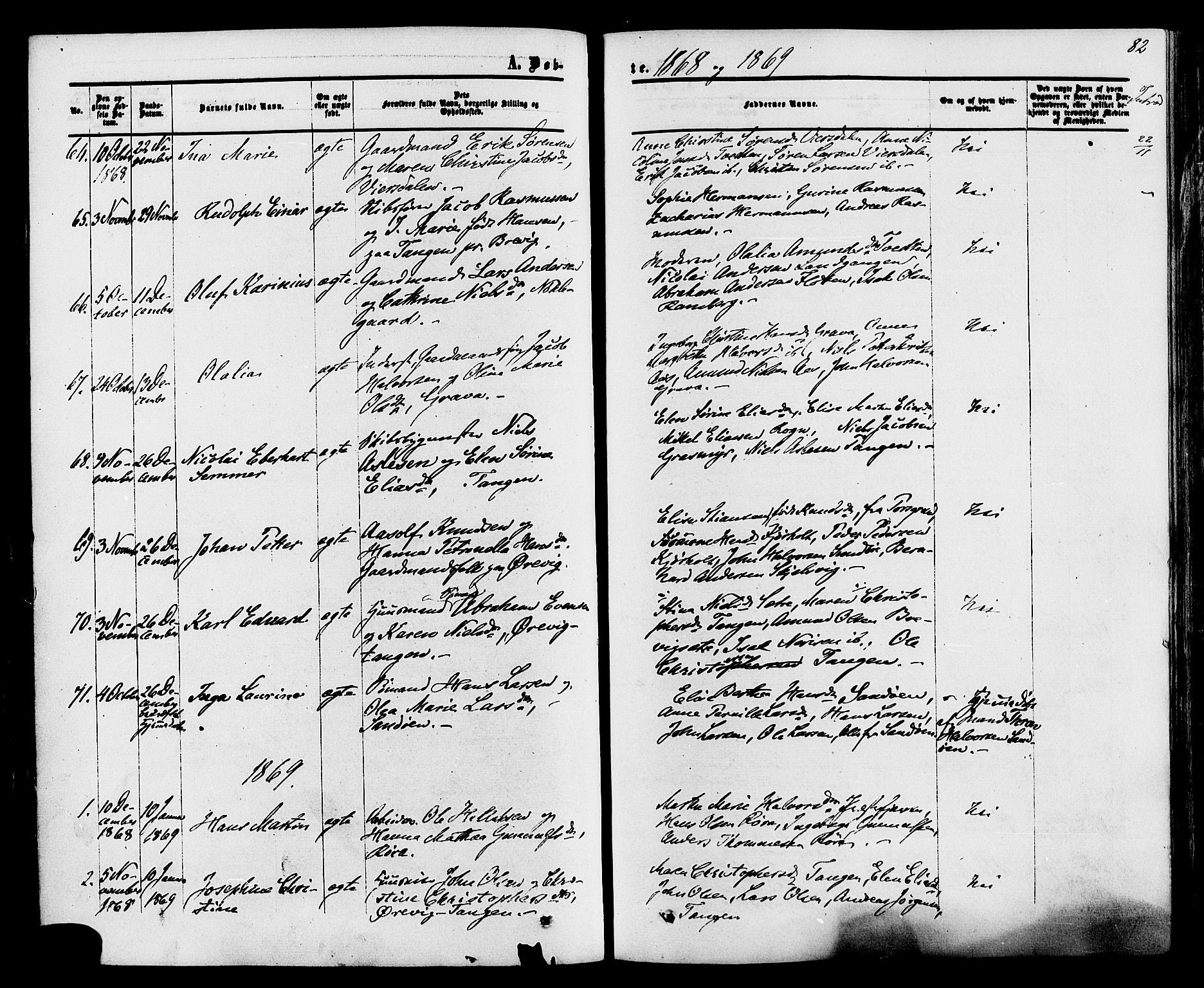 Eidanger kirkebøker, SAKO/A-261/F/Fa/L0010: Parish register (official) no. 10, 1859-1874, p. 82