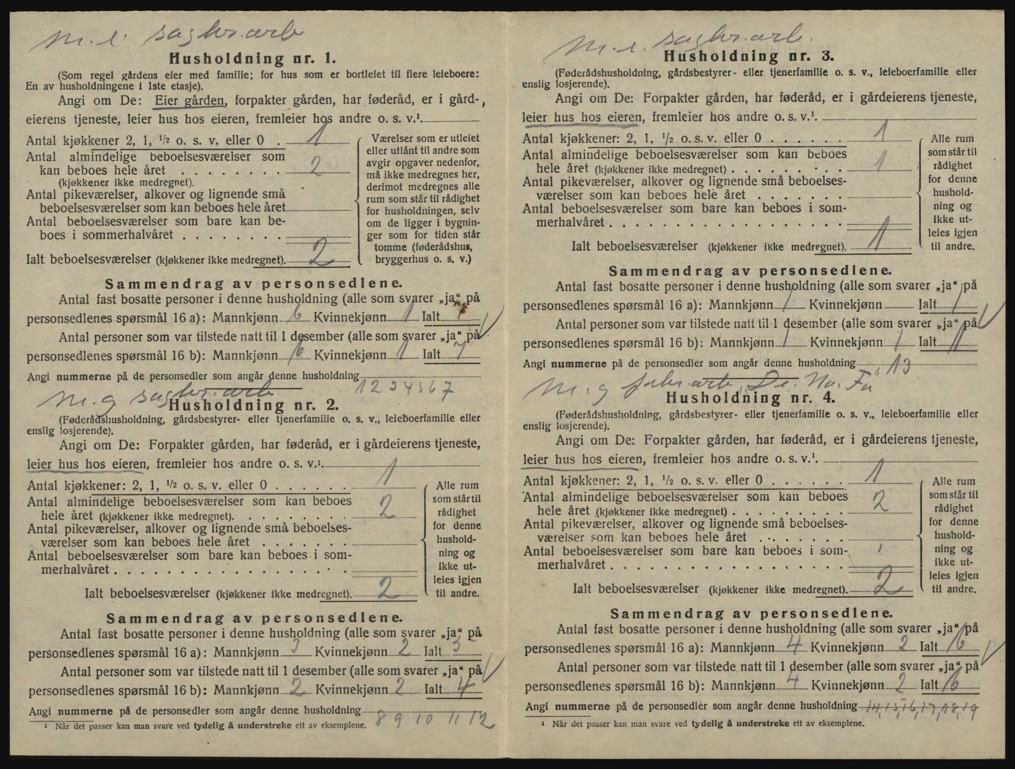 SAO, 1920 census for Glemmen, 1920, p. 240