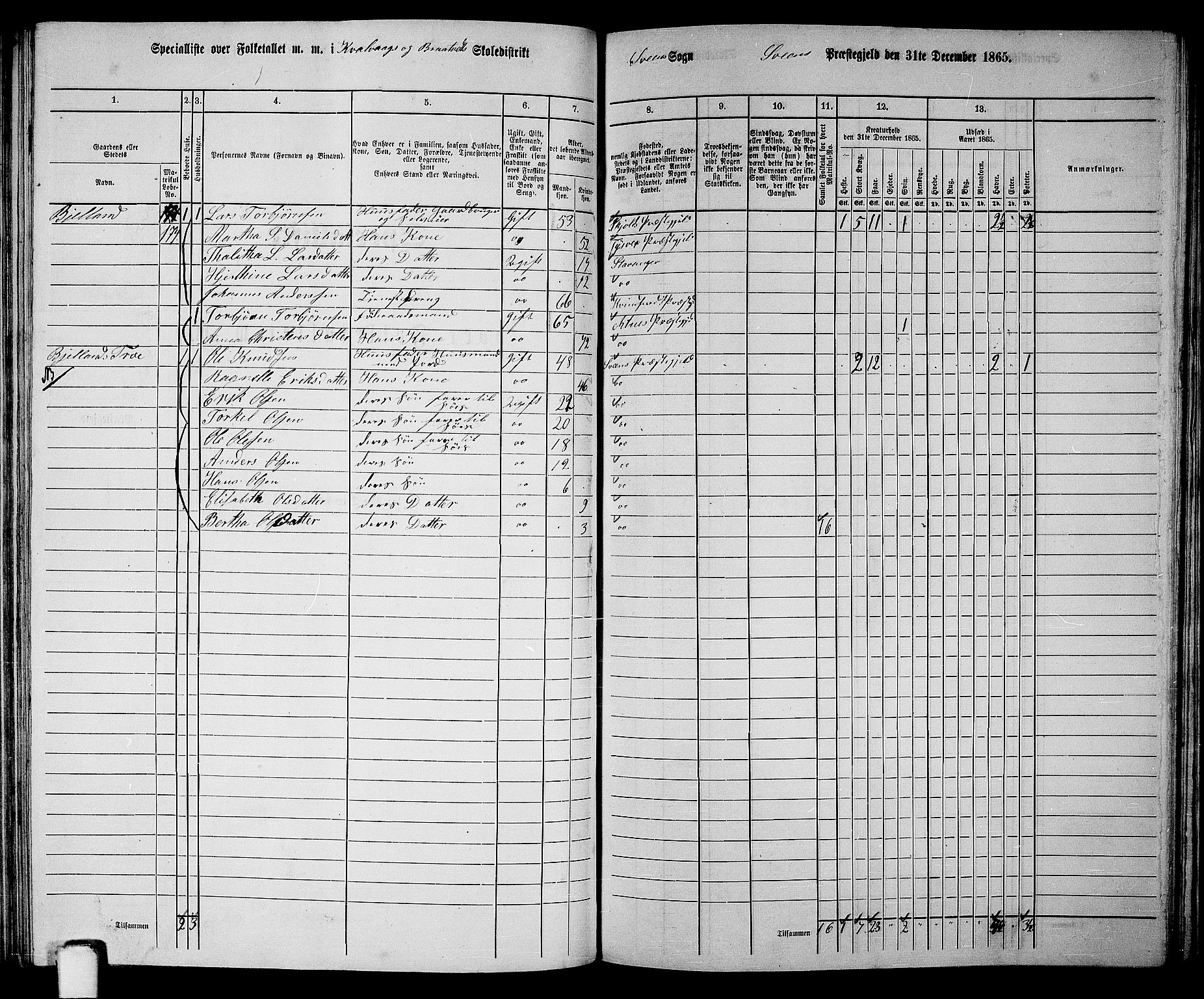 RA, 1865 census for Sveio, 1865, p. 114