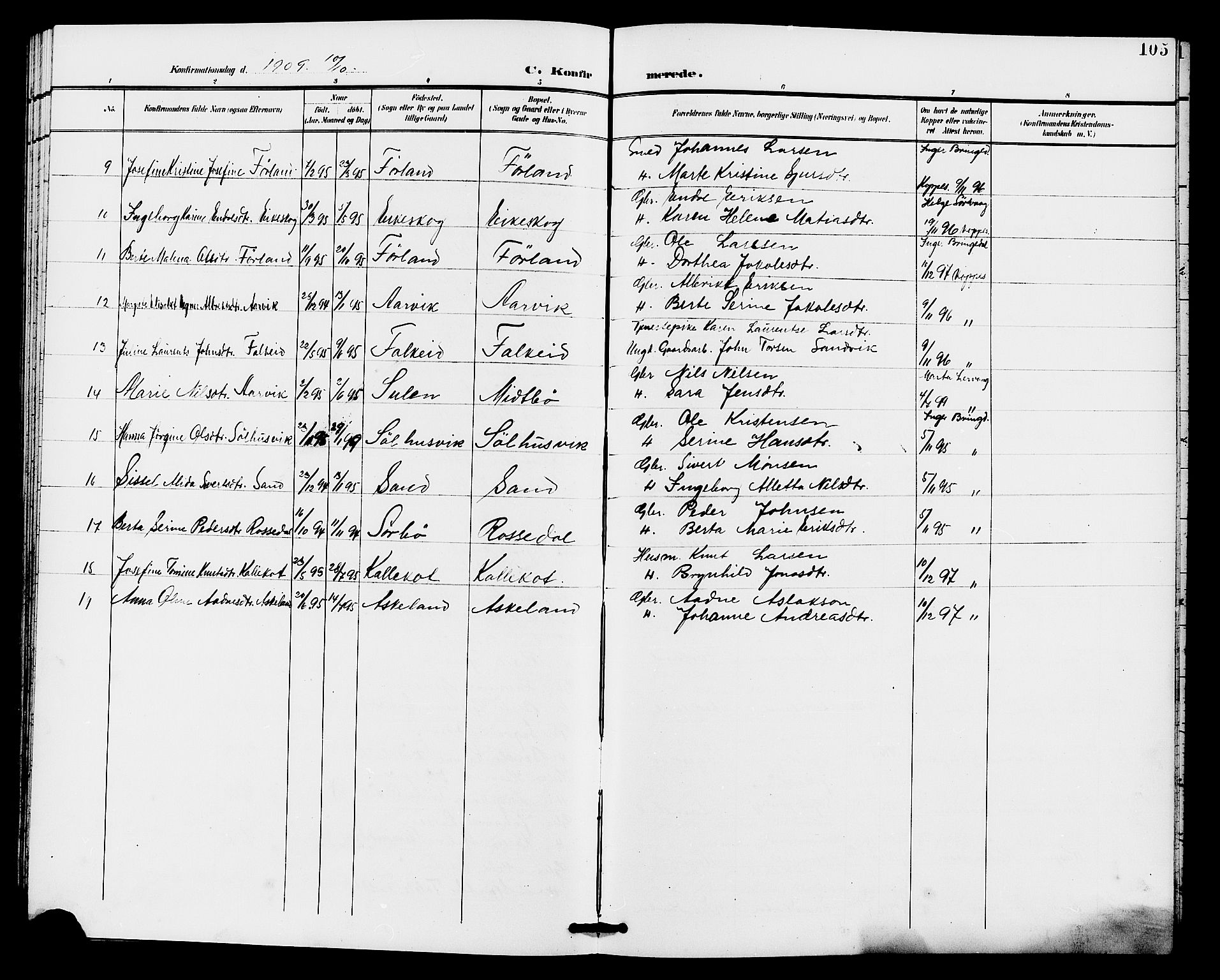 Tysvær sokneprestkontor, AV/SAST-A -101864/H/Ha/Haa/L0008: Parish register (official) no. A 8, 1897-1912, p. 105