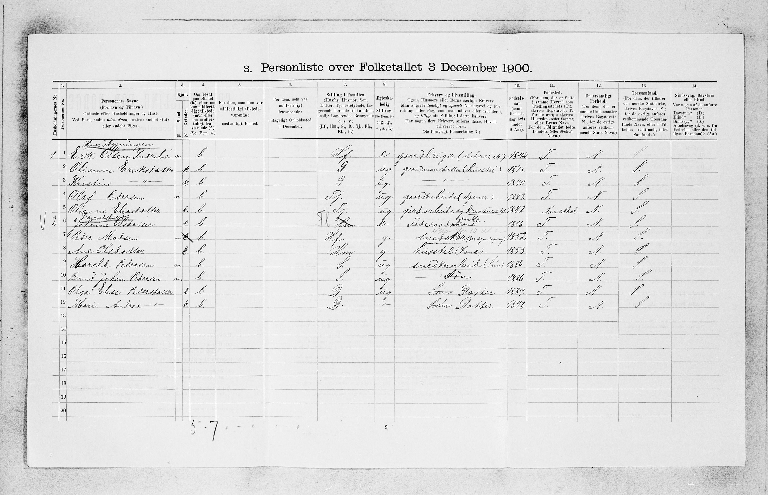 SAB, 1900 census for Førde, 1900, p. 634