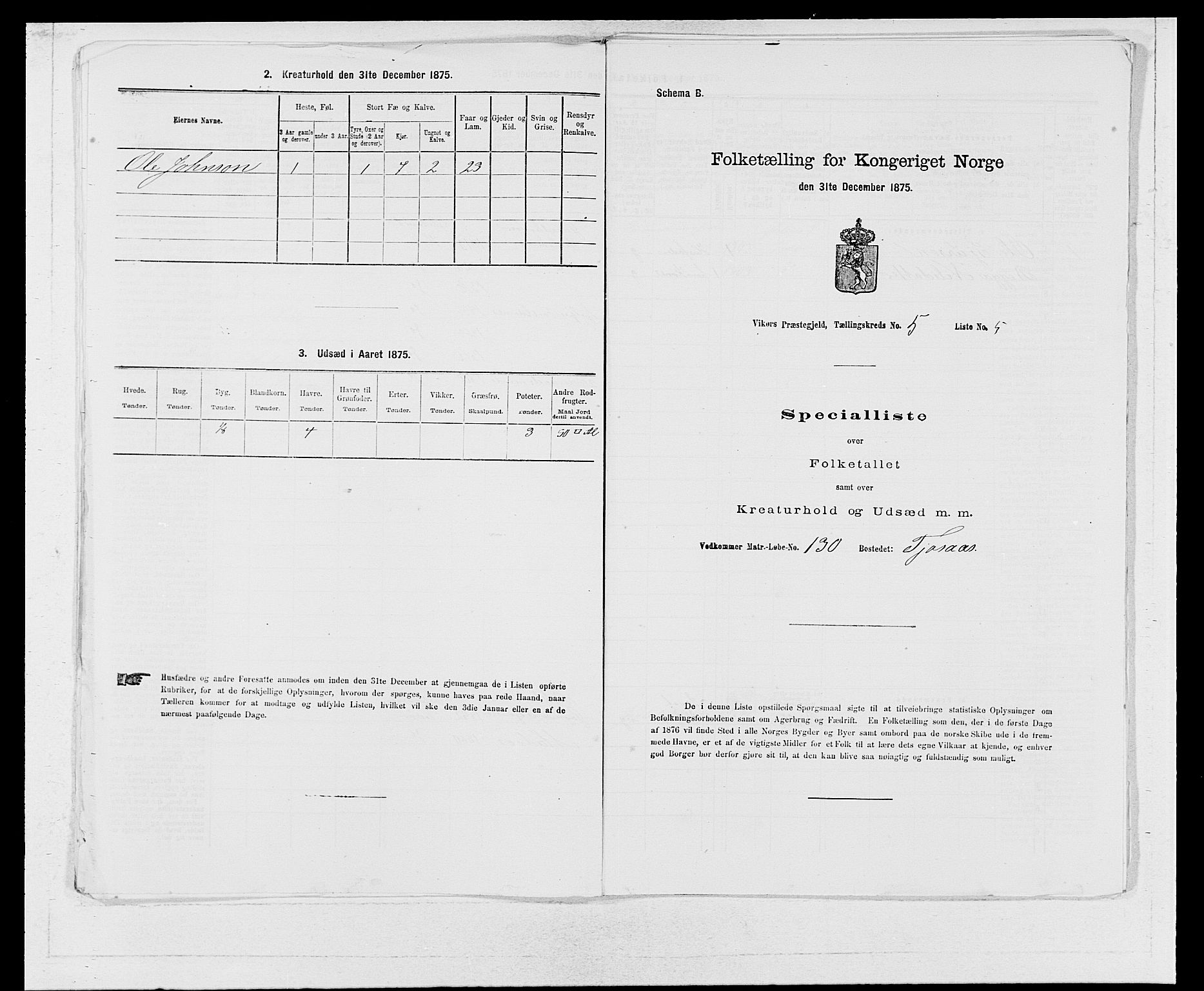 SAB, 1875 census for 1238P Vikør, 1875, p. 684