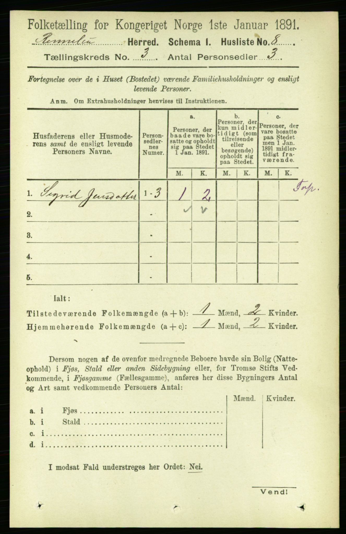 RA, 1891 census for 1635 Rennebu, 1891, p. 1293