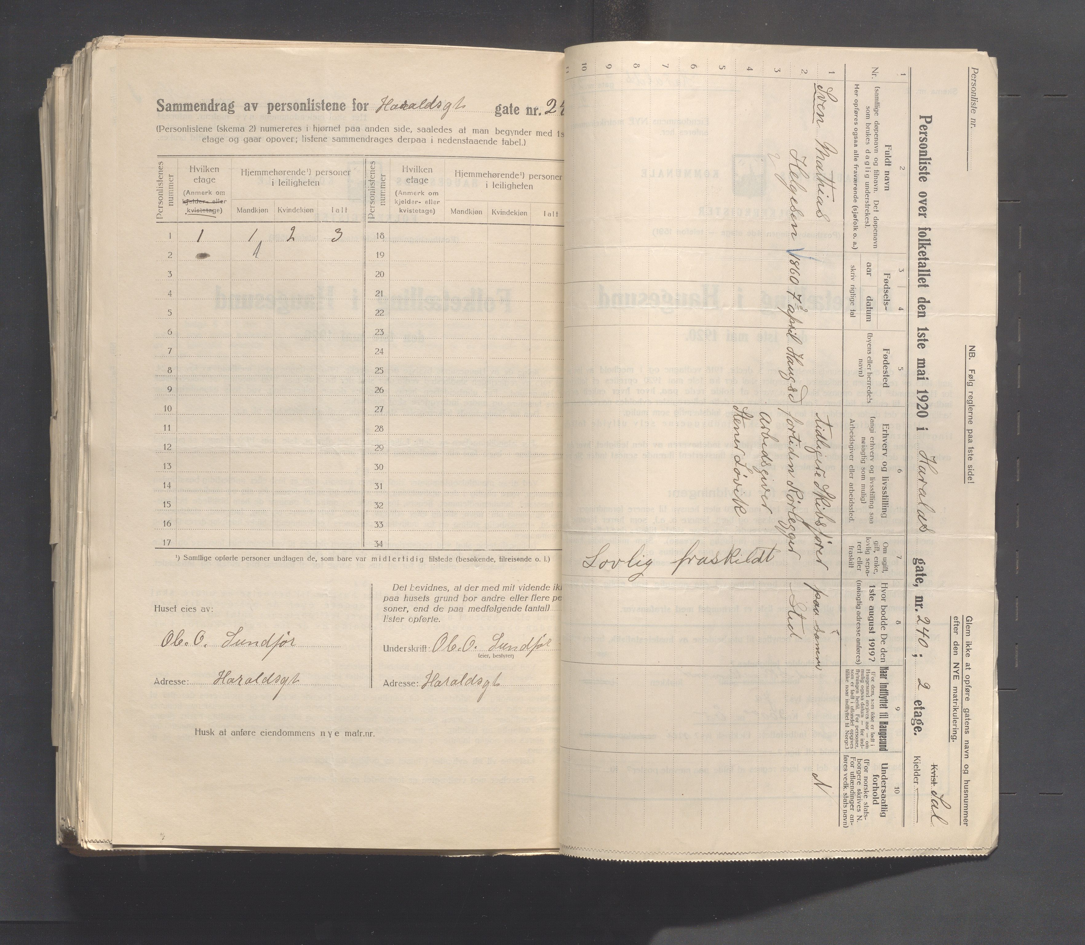 IKAR, Local census 1.5.1920 for Haugesund, 1920, p. 2090