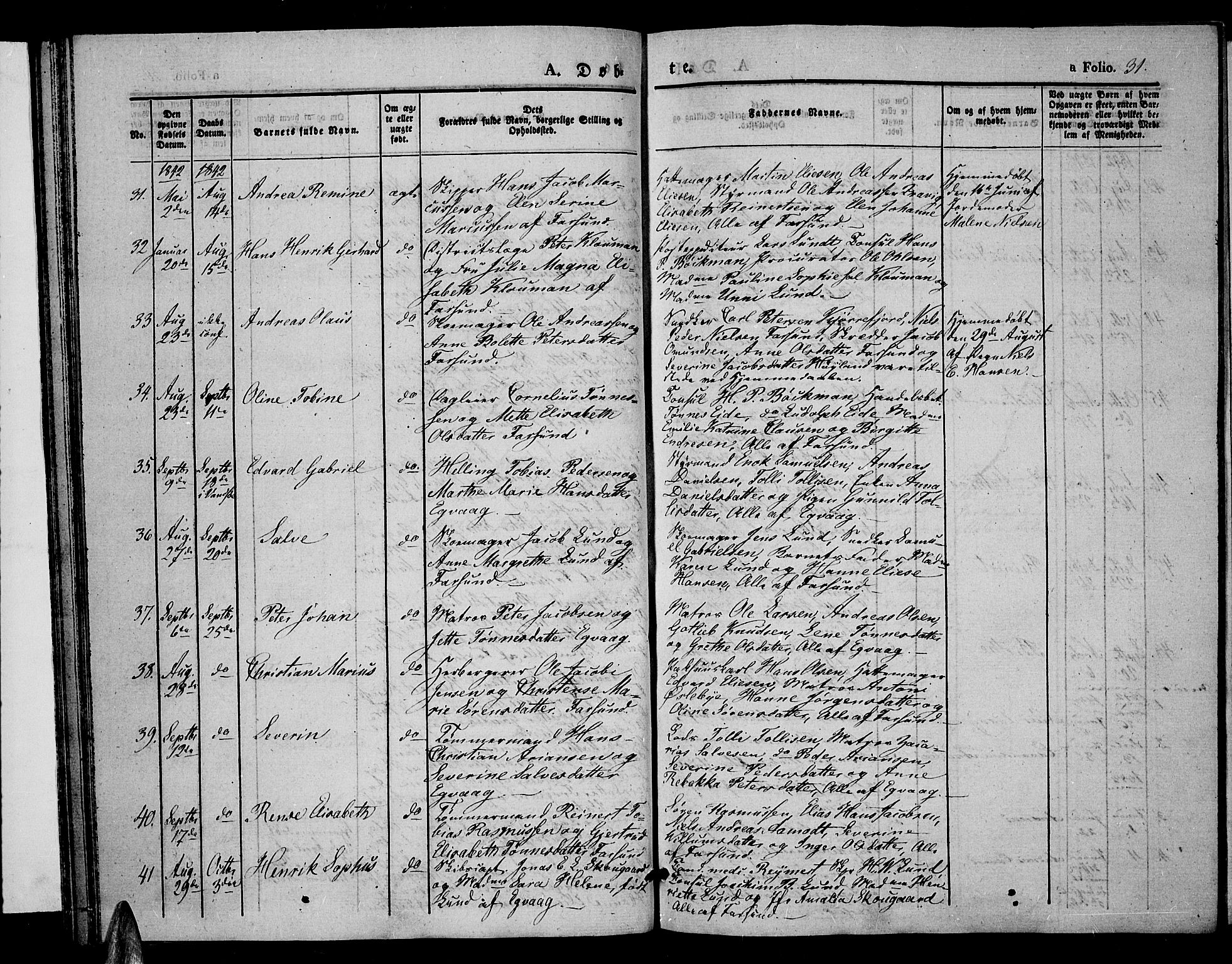 Farsund sokneprestkontor, AV/SAK-1111-0009/F/Fa/L0003: Parish register (official) no. A 3, 1836-1846, p. 31