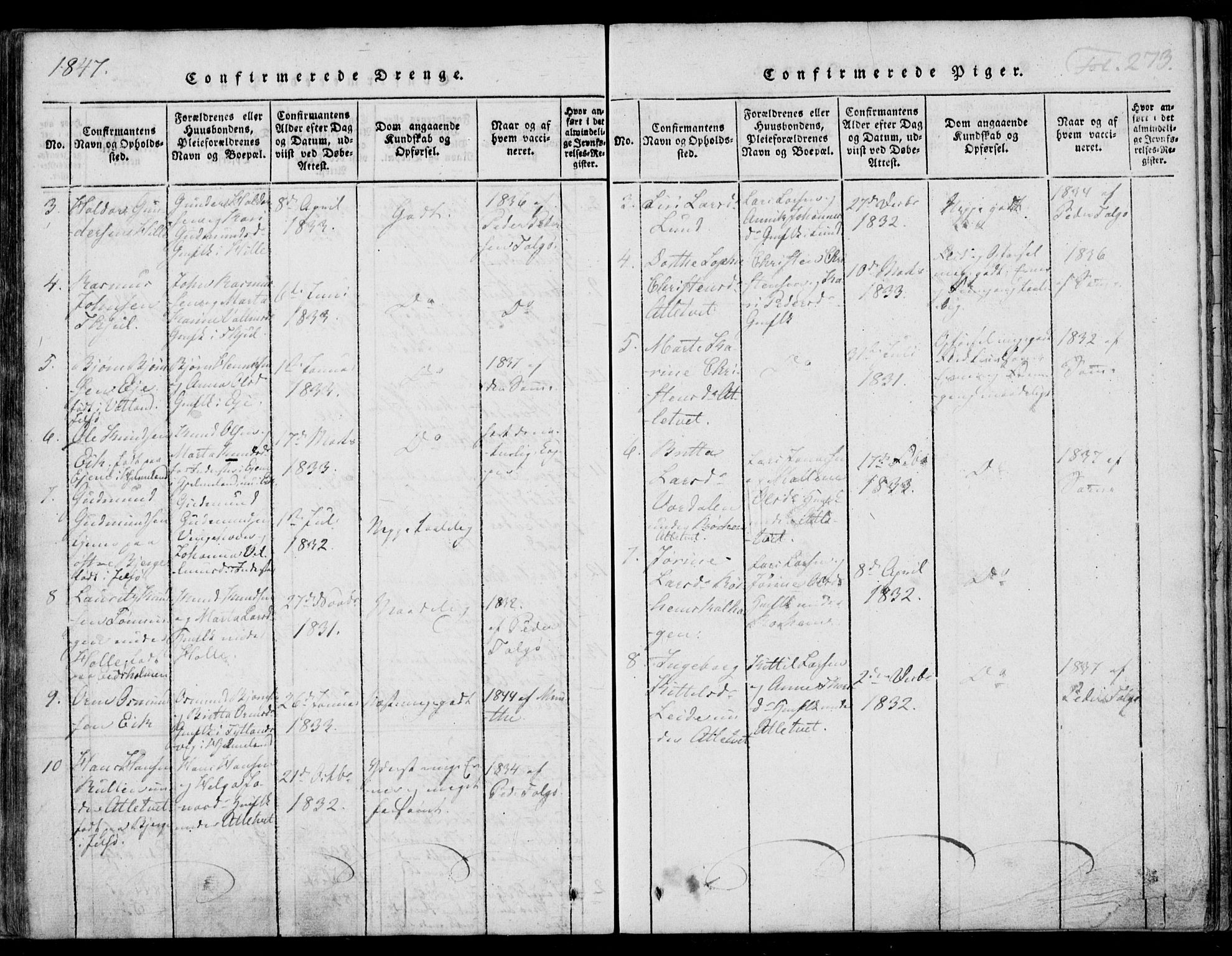 Nedstrand sokneprestkontor, AV/SAST-A-101841/01/IV: Parish register (official) no. A 7, 1816-1870, p. 273