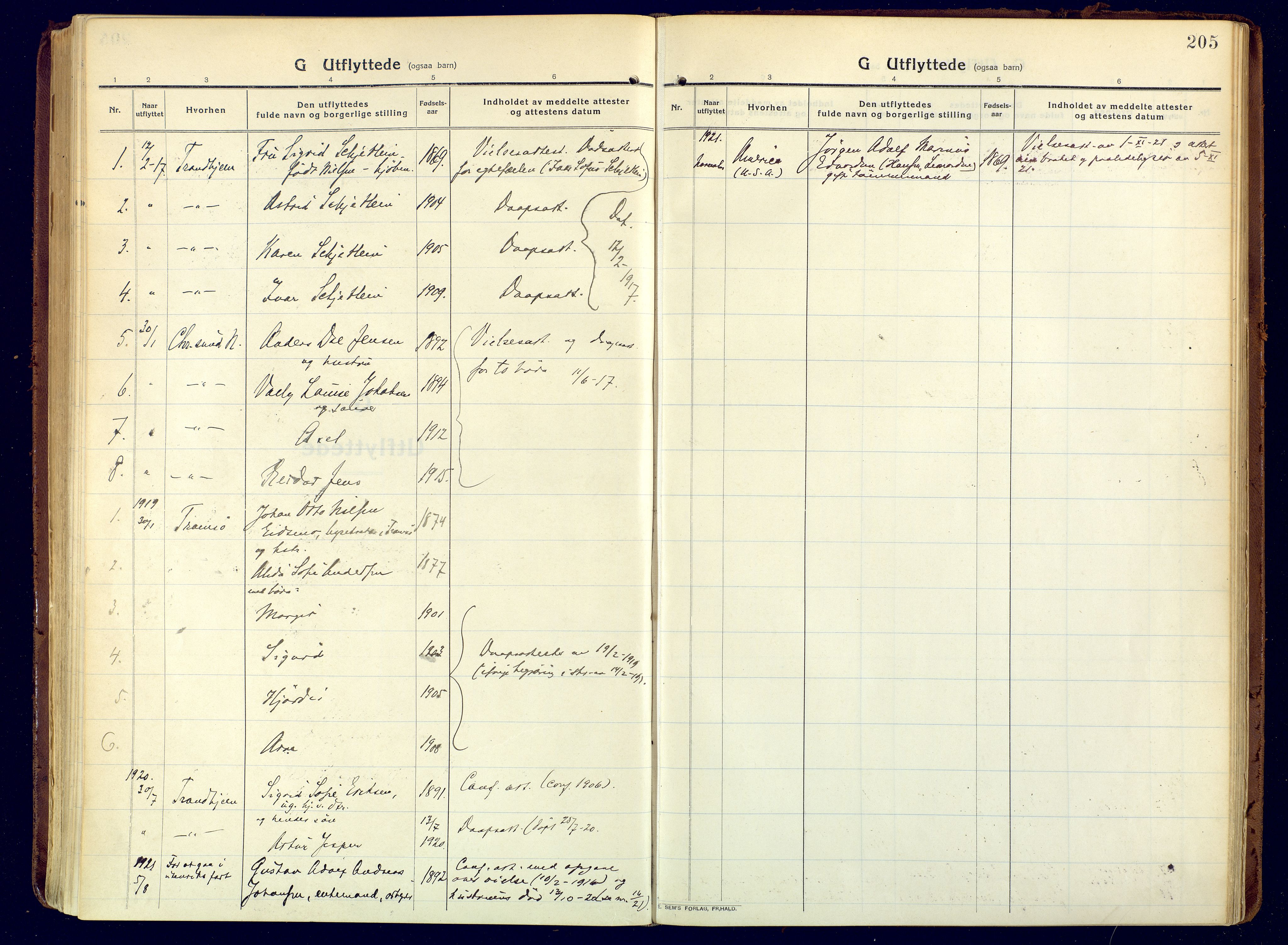 Hammerfest sokneprestkontor, SATØ/S-1347/H/Ha/L0015.kirke: Parish register (official) no. 15, 1916-1923, p. 205