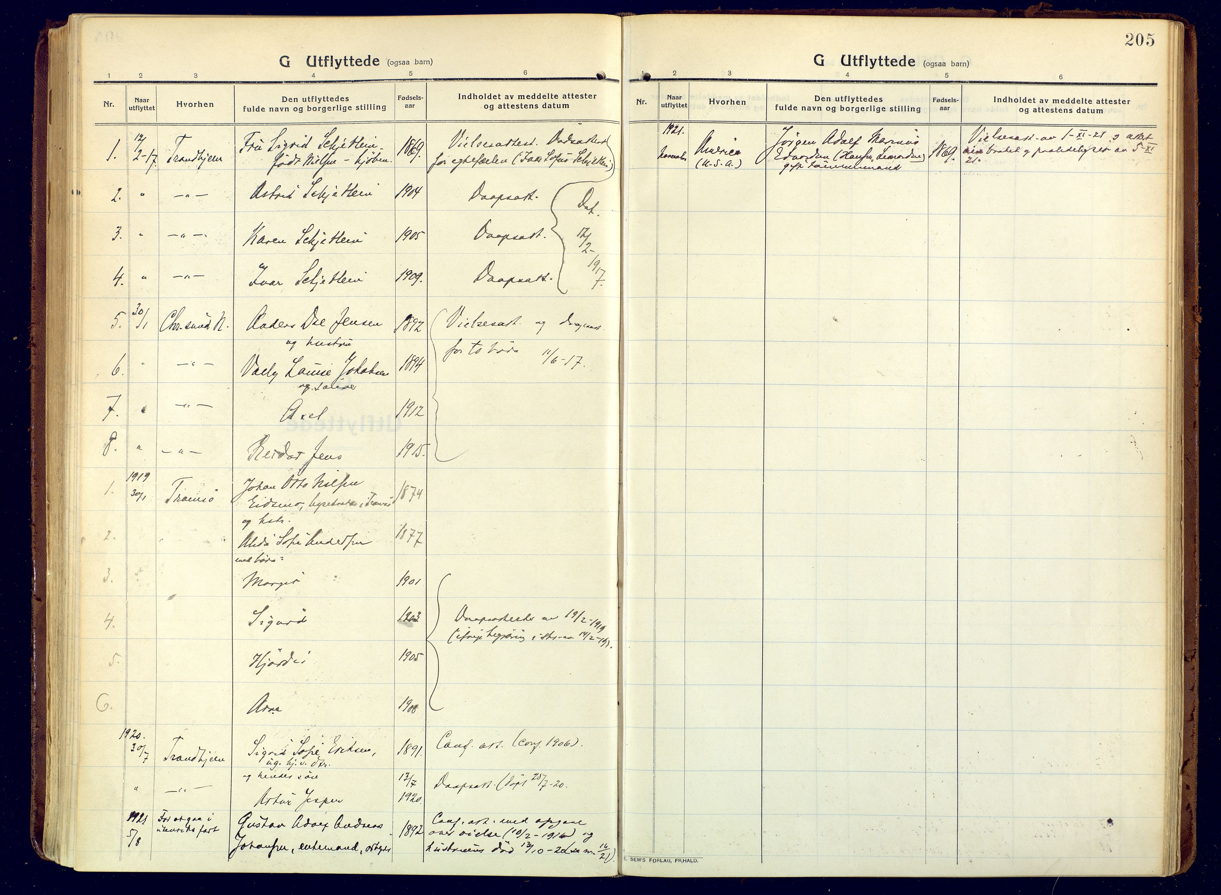 Hammerfest sokneprestkontor, AV/SATØ-S-1347/H/Ha/L0015.kirke: Parish register (official) no. 15, 1916-1923, p. 205