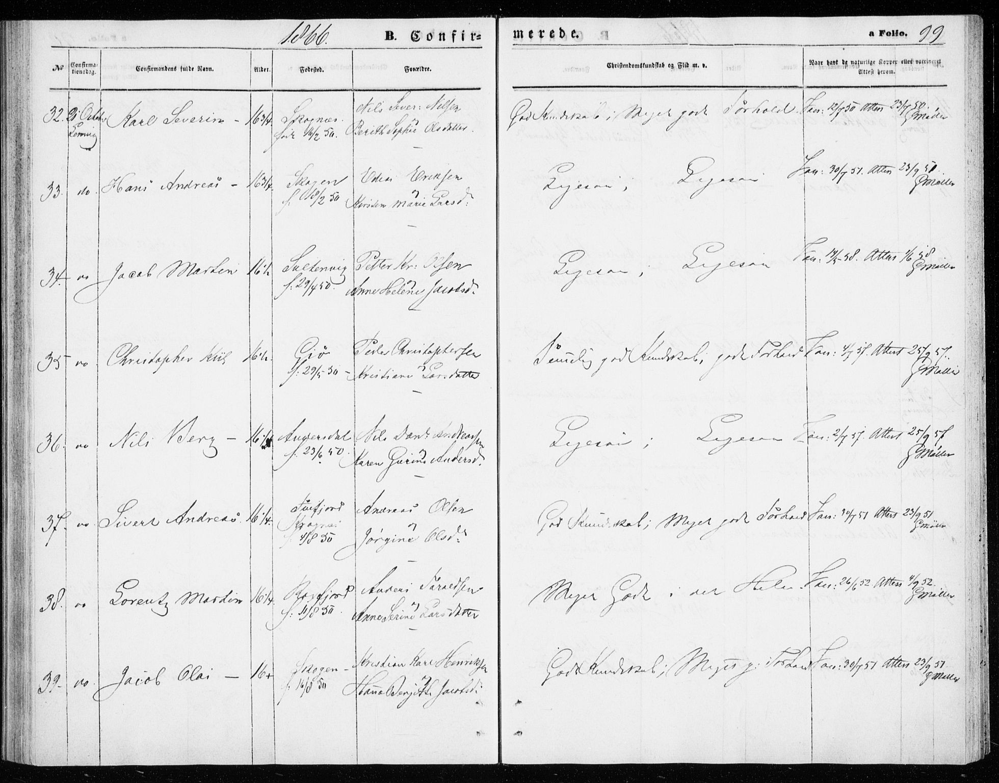 Lenvik sokneprestembete, SATØ/S-1310/H/Ha/Haa/L0009kirke: Parish register (official) no. 9, 1866-1873, p. 99