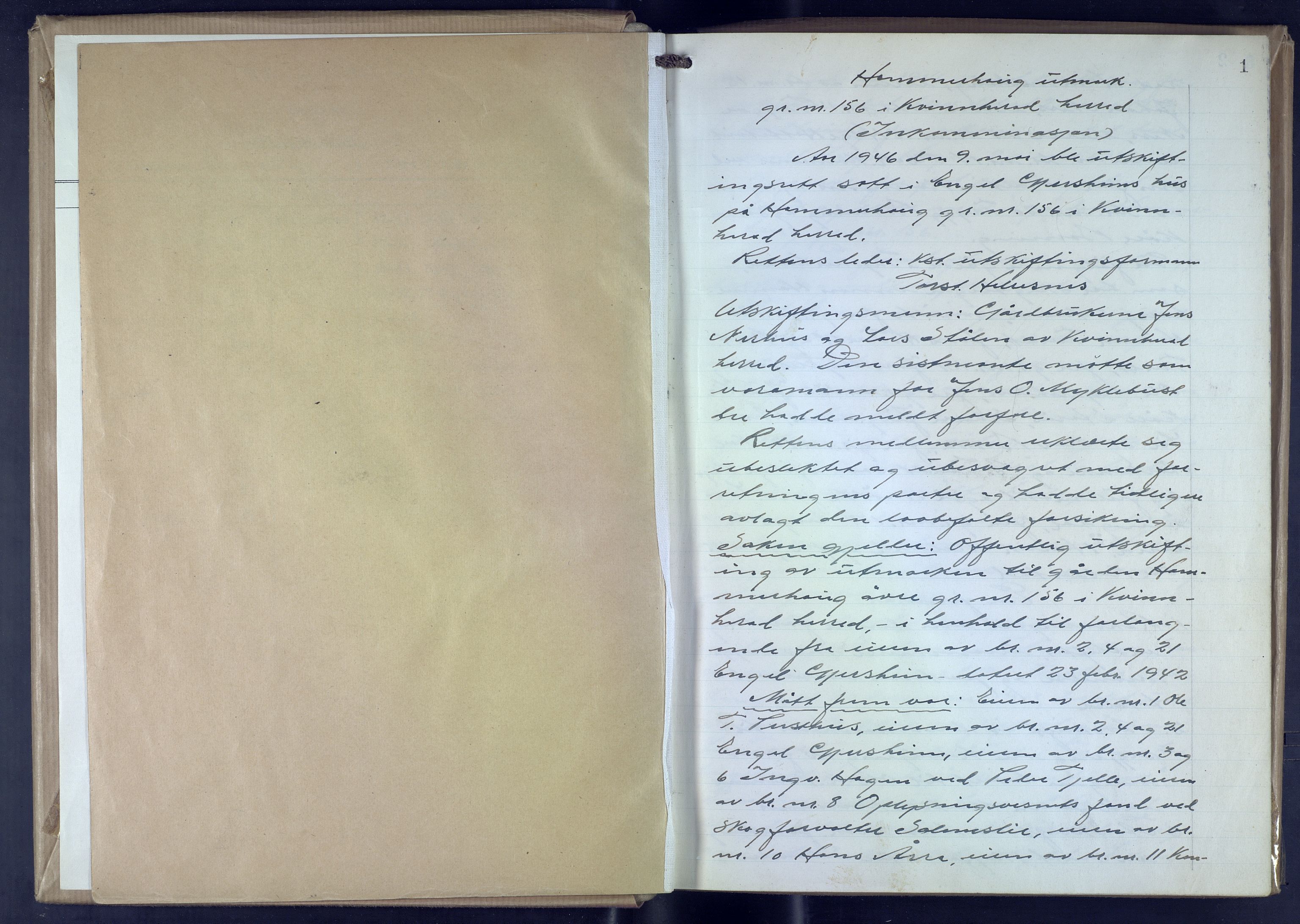 Hordaland jordskiftedøme - VII Indre Sunnhordland jordskiftedistrikt, AV/SAB-A-7401/A/Aa/L0025: Forhandlingsprotokoll, 1946-1952, p. 1