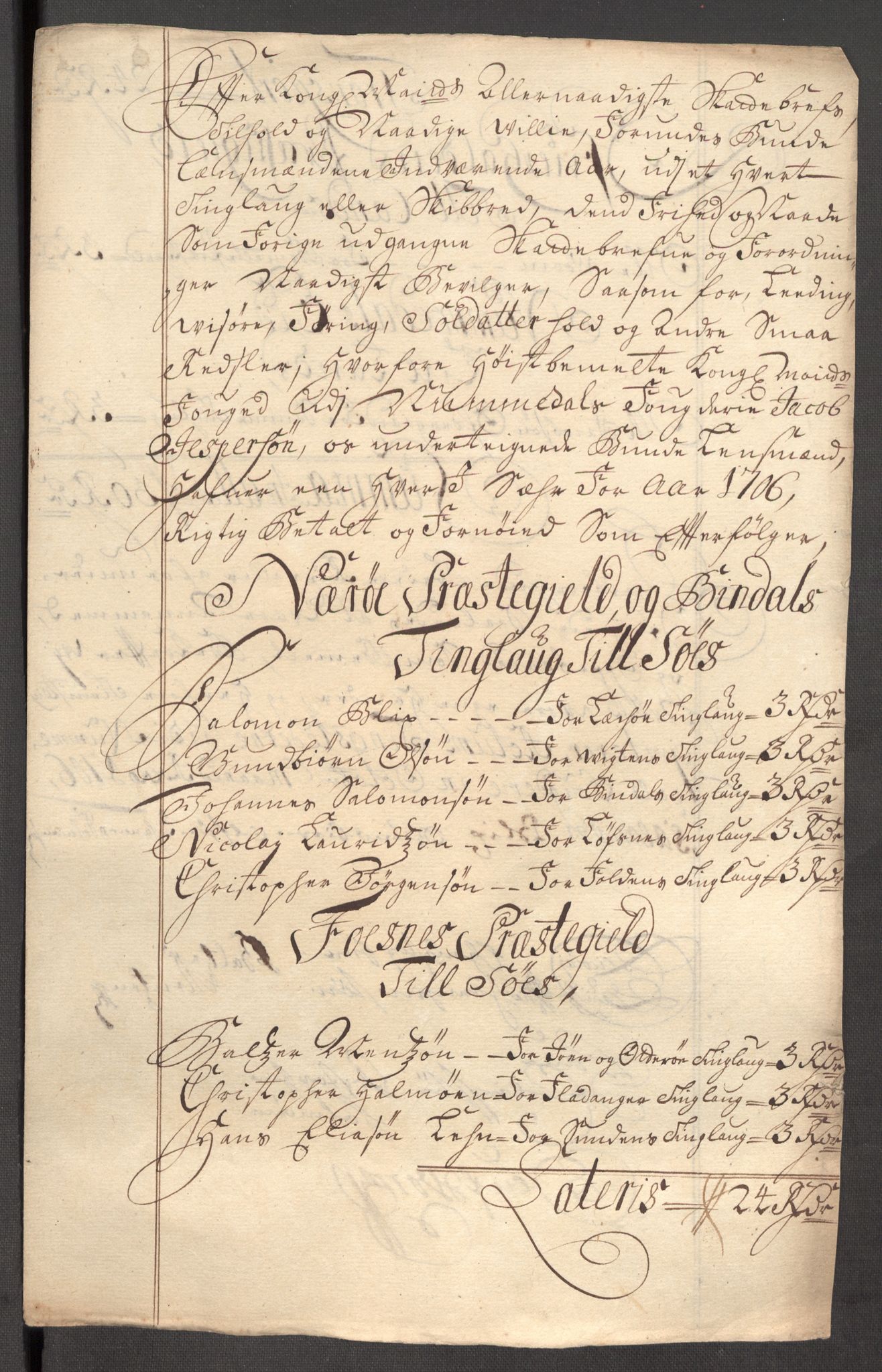 Rentekammeret inntil 1814, Reviderte regnskaper, Fogderegnskap, AV/RA-EA-4092/R64/L4429: Fogderegnskap Namdal, 1705-1706, p. 392